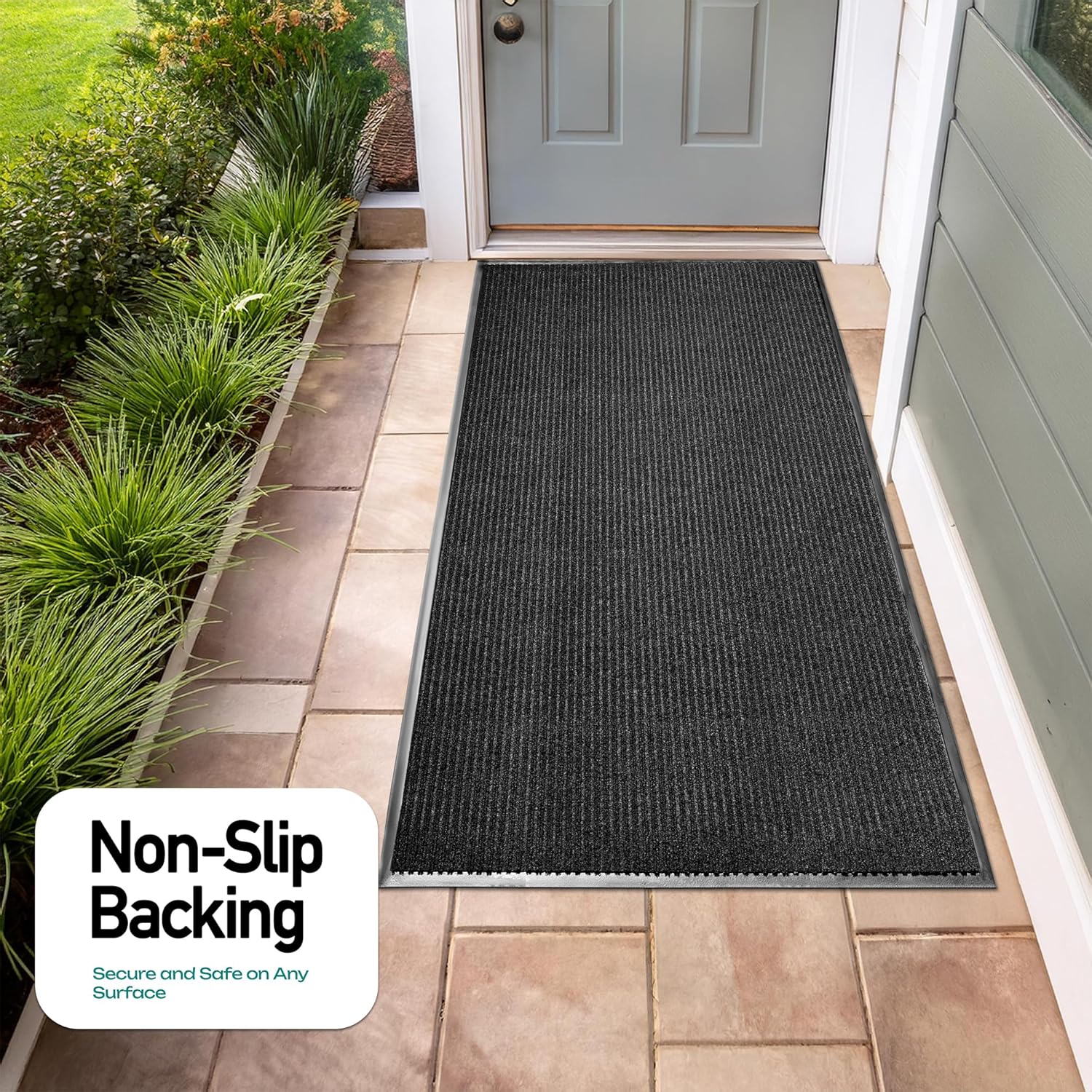 MaxMat® Oversized Industrial Door Mat - Heavy Duty, Waterproof, Low-Profile, Easy to Clean, Rubber Floormat (4 x 6 Feet, Black, MXM-RIB0046BK)