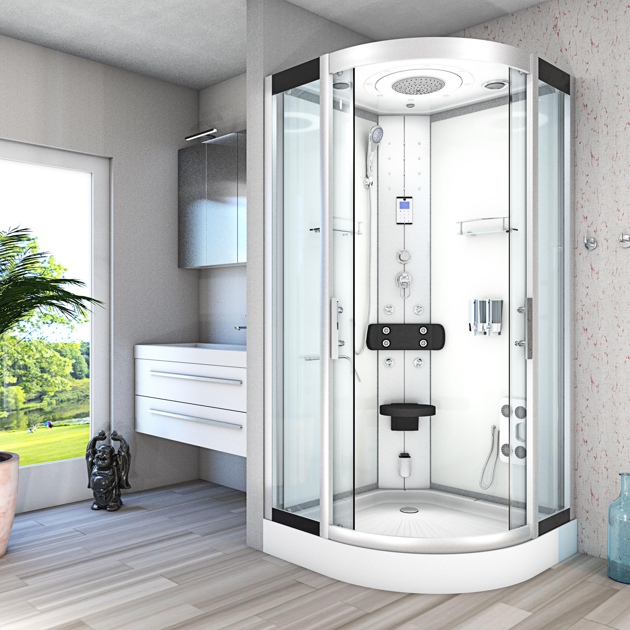 AcquaVapore Dampfdusche Duschkabine Sauna Dusche D58-20T2-EC 100x100 cm mit 2K Scheiben Versiegelung