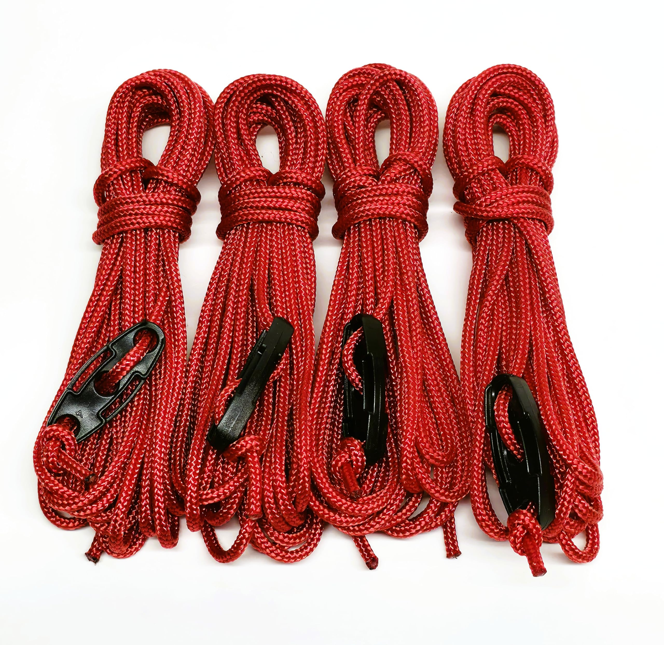 Rota Marine Multicolor Guy Ropes 3Mm 4M Guy Lines Tent Camping Cords Heavy Duty Pack Of 4 (Red)