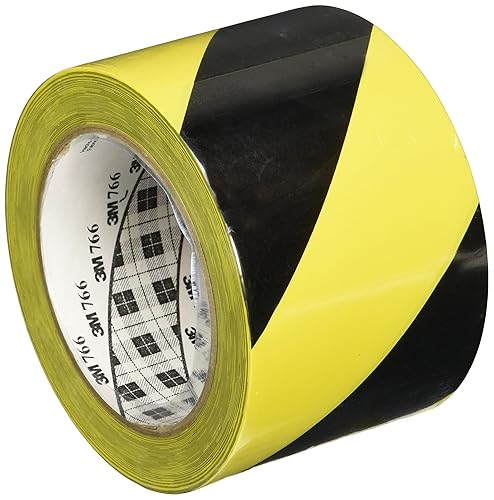 3M Cinta de vinilo a rayas 766, 5.0 mil, 3 pulgadas x 36 yardas, negroamarillo, 12funda, 3M Stock # 7000048864