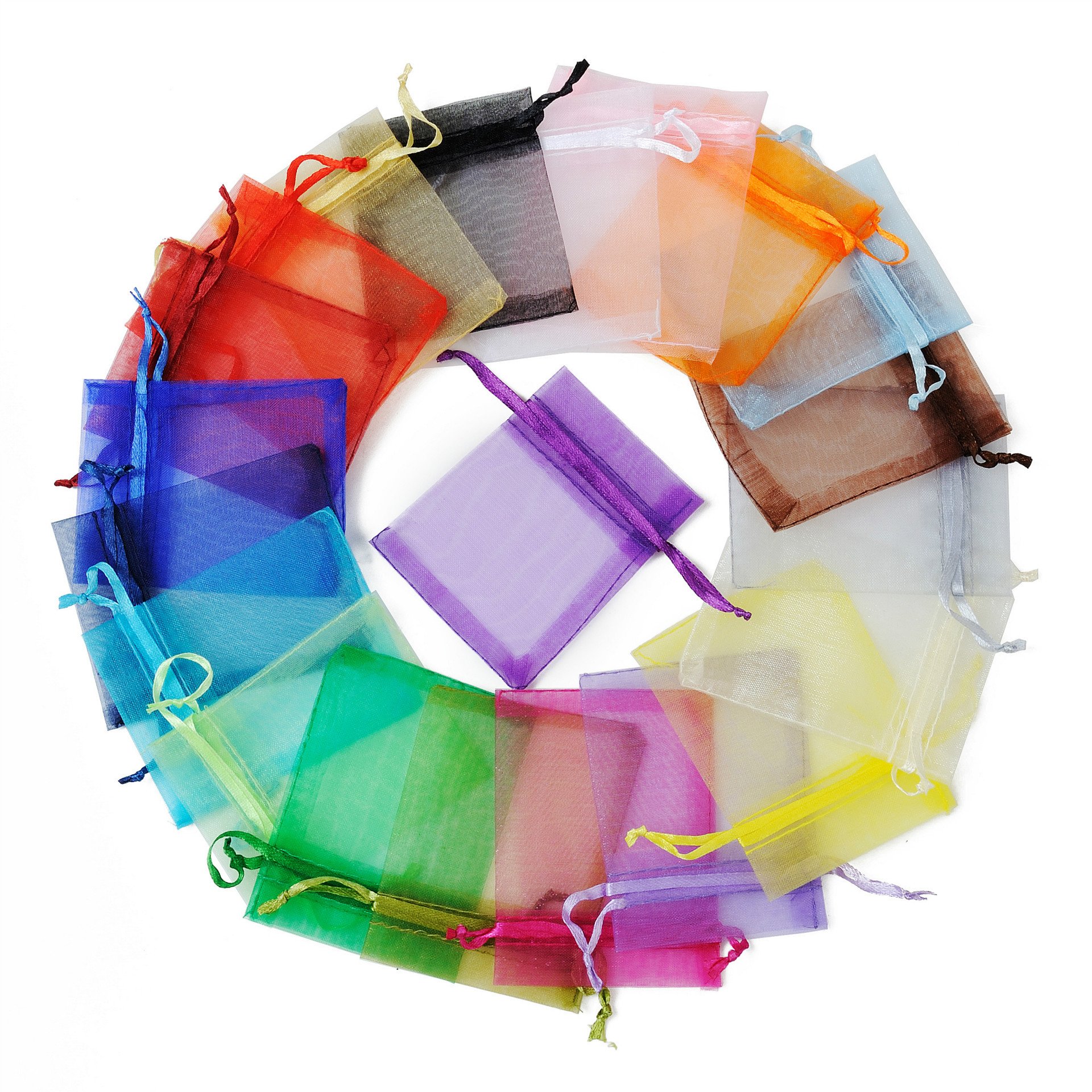 Sacs en Organza 20x30 25x35 30x40 35x50cm, 100 pièces, Sacs à Bonbons et Chocolat pour fête d'anniversaire et de Mariage, Sacs d'emballage pour boîte Cadeau de noël