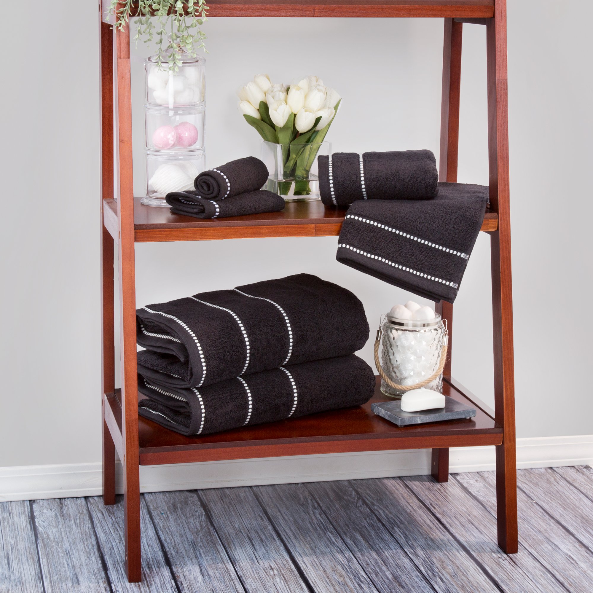 Lavish Home - Juego de 6 Toallas de baño de 525 g/m², 100% algodón, con 2 Toallas de baño, 2 Toallas de Mano y 2 paños de Lavado, sábanas absorbentes para baño, Ducha, Gimnasio, SPA y Dormitorio