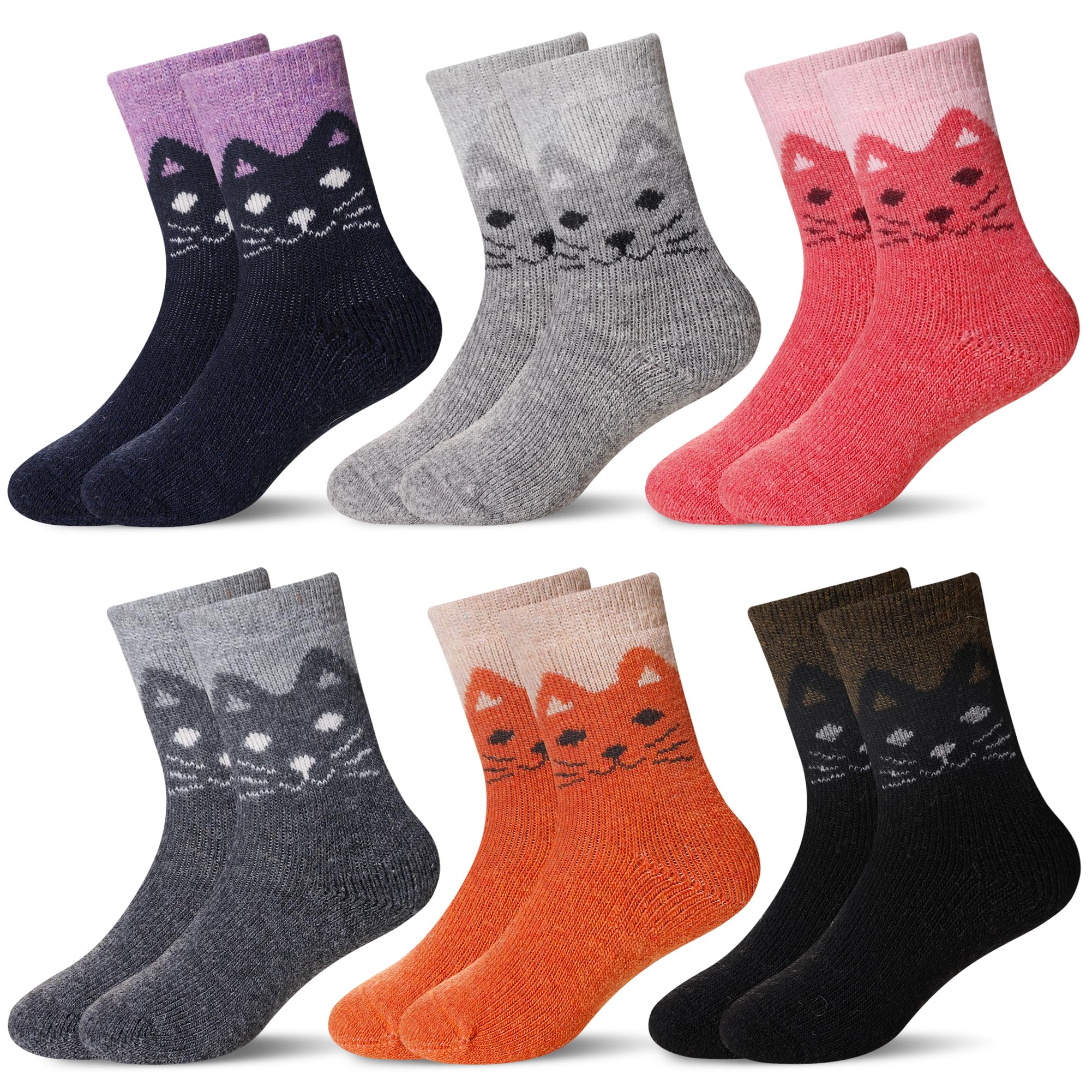 Eocom Kids Wool Socks Winter Warm Wool Hiking Thermal Thick Boot Cozy Crew Socks for Toddlers Boys Girls