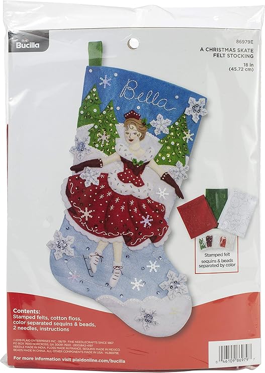 Bucilla A Christmas Skate Felt Applique Stocking Kit