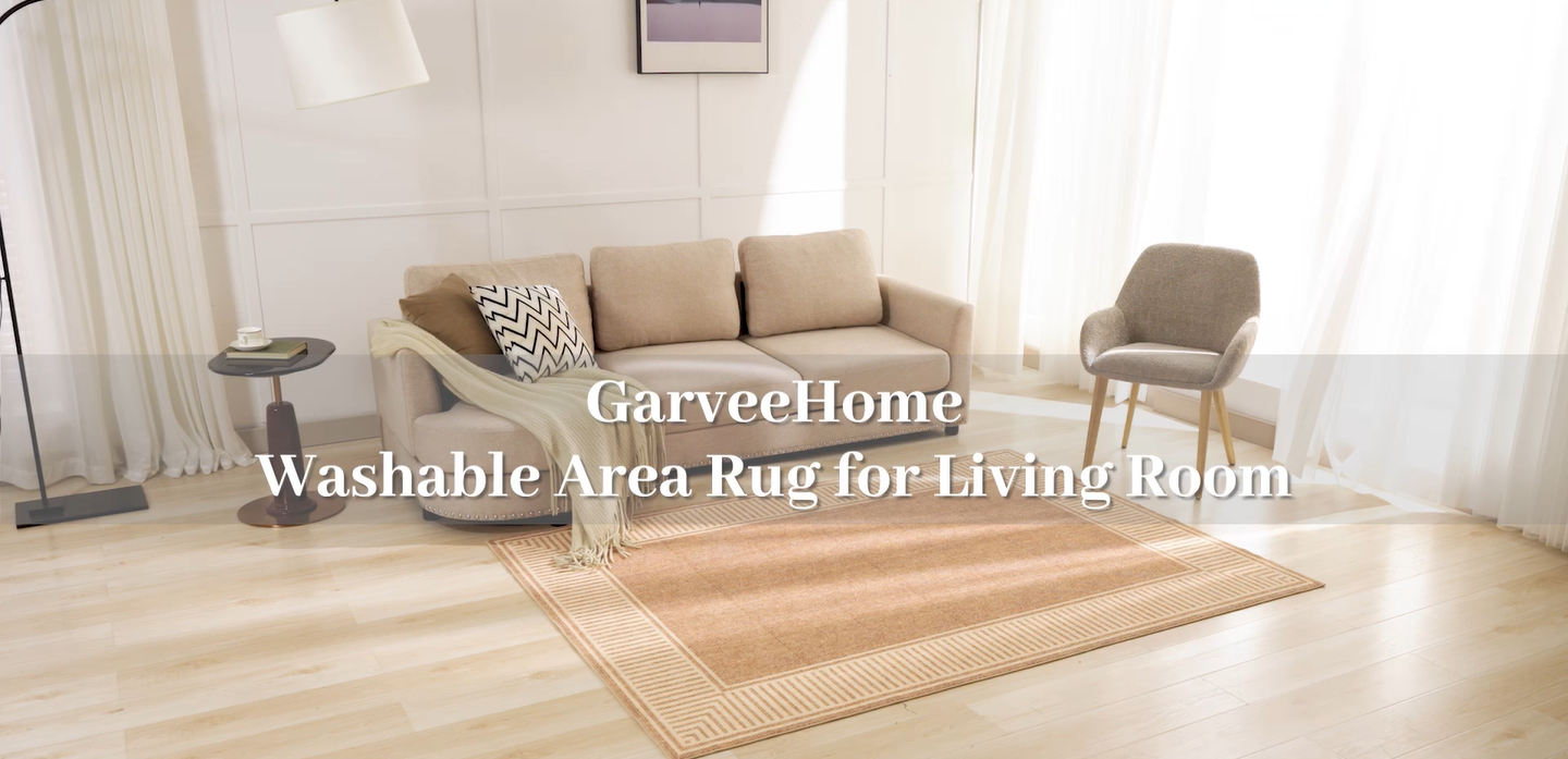 Tapete lavable GarveeHome 5x7 beige para sala miniatura 7
