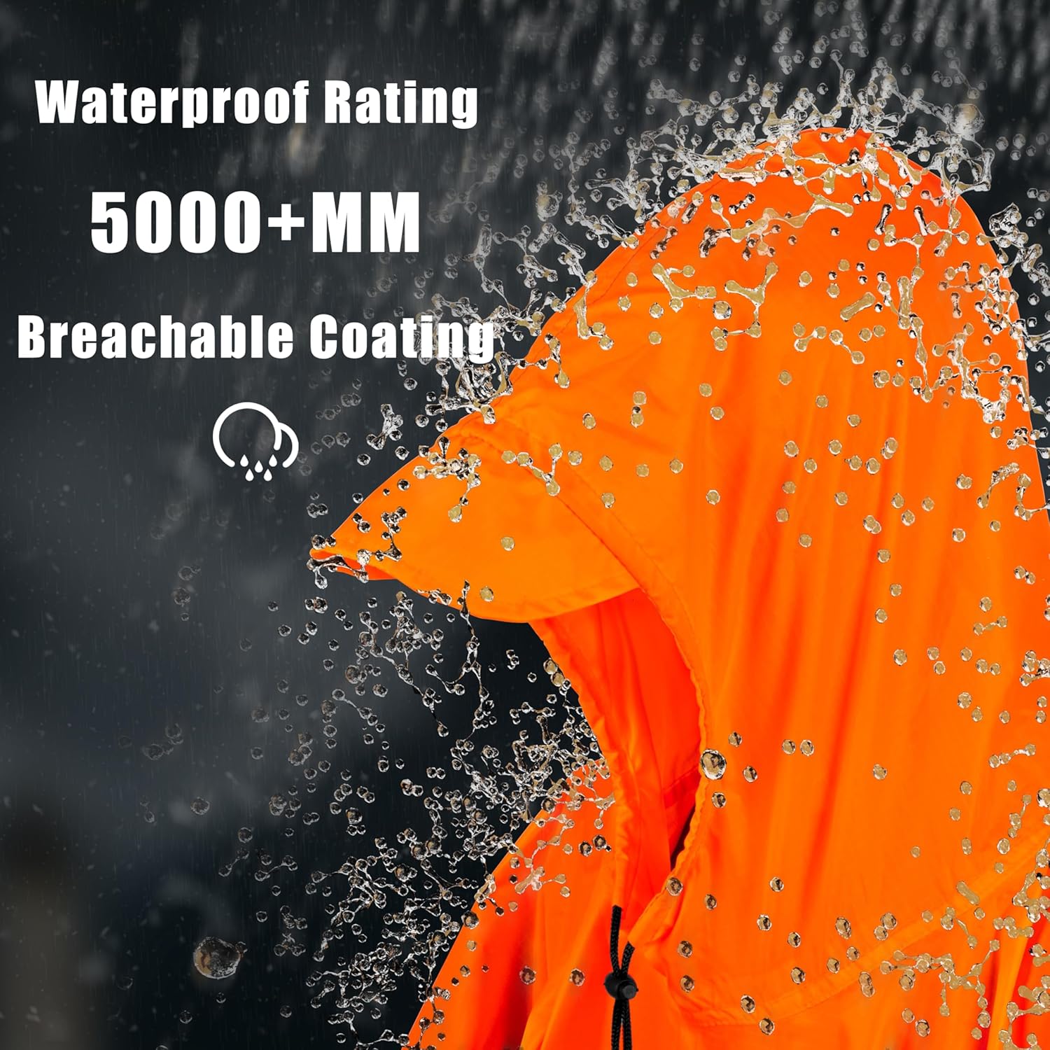 Coralrain Hooded Rain Poncho Lightweight Waterproof Unisex Raincoat Jacket with Pocket for Men Women Adult - Image 2