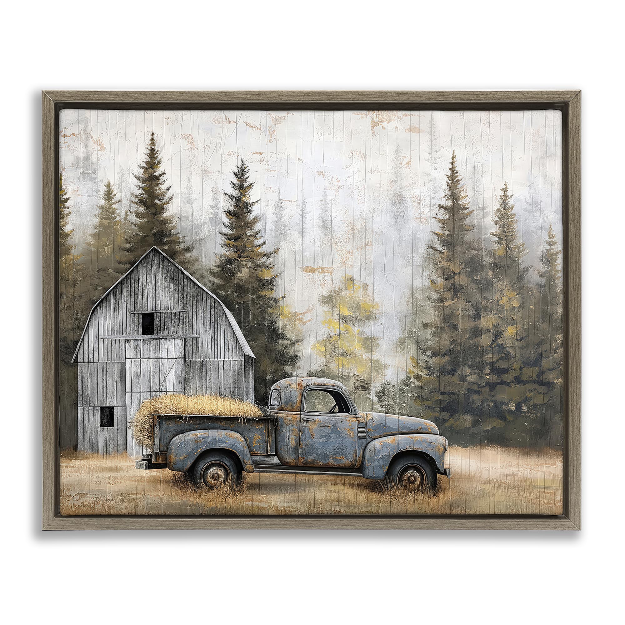 Stupell Industries Autumn Barn and Pine Forest Rustic Landscape Wall Art for Living Room, 24 x 30 Inch Gallery Wrapped Canvas Wall Art in Floater Frame, by Imagine It Images, Made in USA Gift