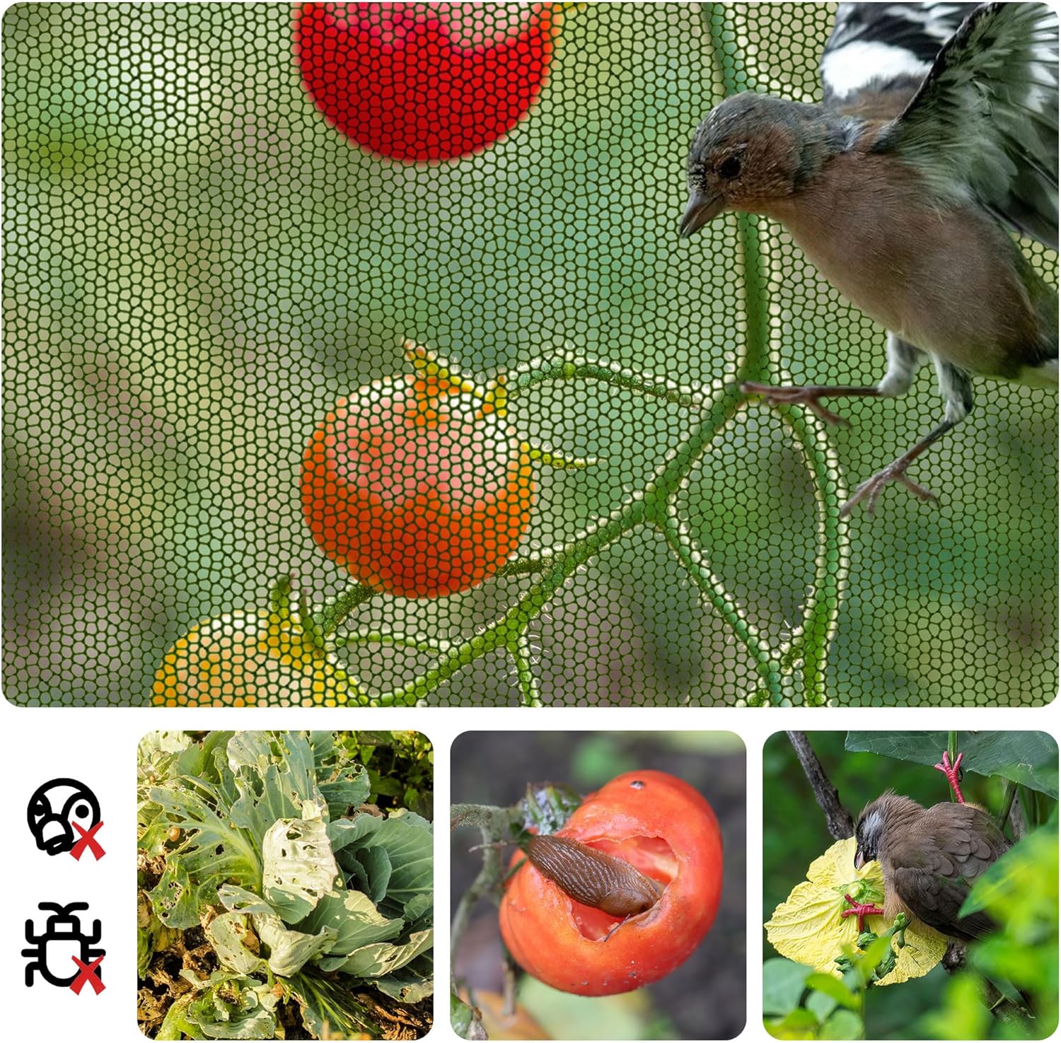 U0U Garden Mesh Netting Kit,7.8 x 24 Ft Ultra Fine Mesh Netting with Garden Hoops,Garden Netting Set for Raised Beds,Bird Net Protection for Vegetable Plants Birds Animals Protection (Green)