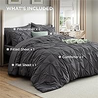 Vista 9 de BEDSURE Juego de ropa de cama con edredón tamaño matrimonial de 8 piezas, con edredón, sábanas, falda de cama, fundas de almohada y fundas