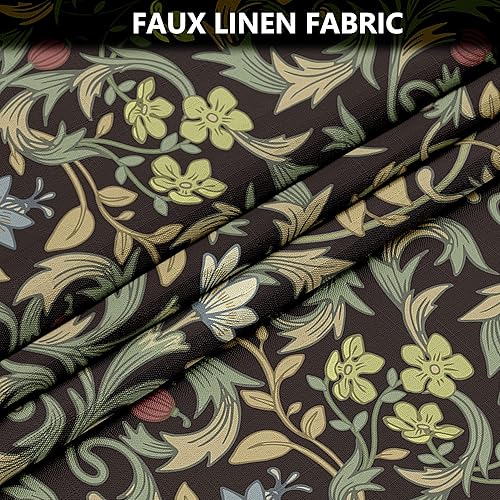 Vista 44 de Tititex Cortina de ducha de lino sintético de 4.94 oz/m², diseño floral azul con hojas doradas con flores, decoración de baño, juego de cortinas