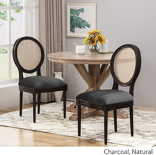 Miniatura 9 de GDFStudio Sillas de comedor de madera con cojines (juego de 2), beige, natural y negro