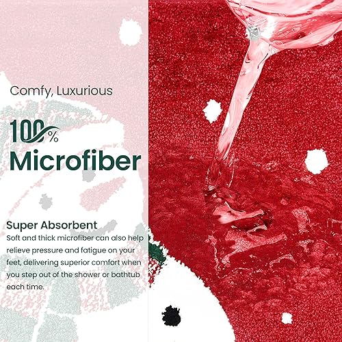 Miniatura 8 de Alfombra de baño de Navidad con parte trasera antideslizante, decoración del hogar, microfibra súper suave y absorbente, alfombra de ducha para