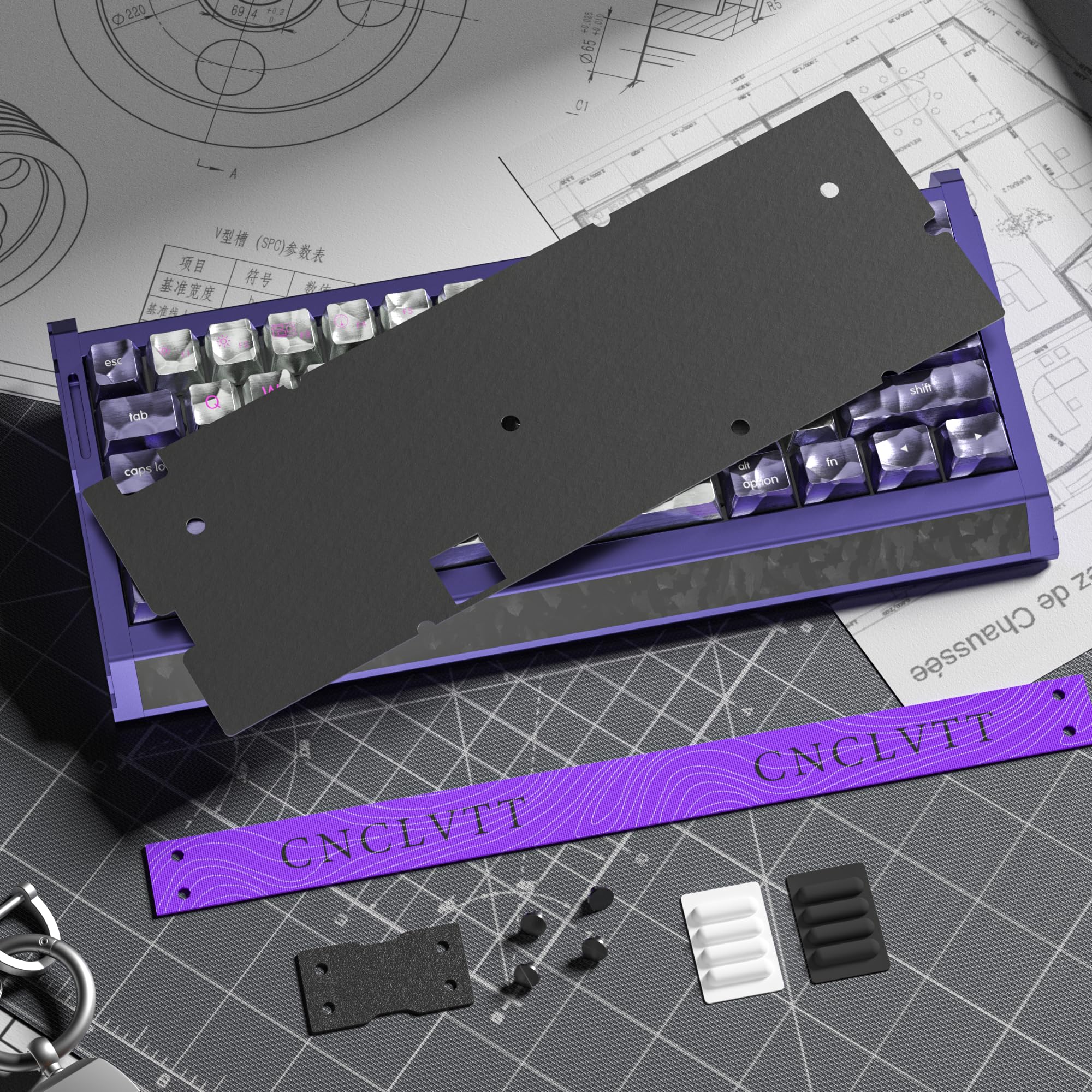 kutethy KY60 - Custodia per tastiera in alluminio anodizzato, 60% tastiera meccanica da gioco, tastiera CNC effetto Hall compatibile con Wooting60 Mad60 Win60 GH60 60HE (viola)