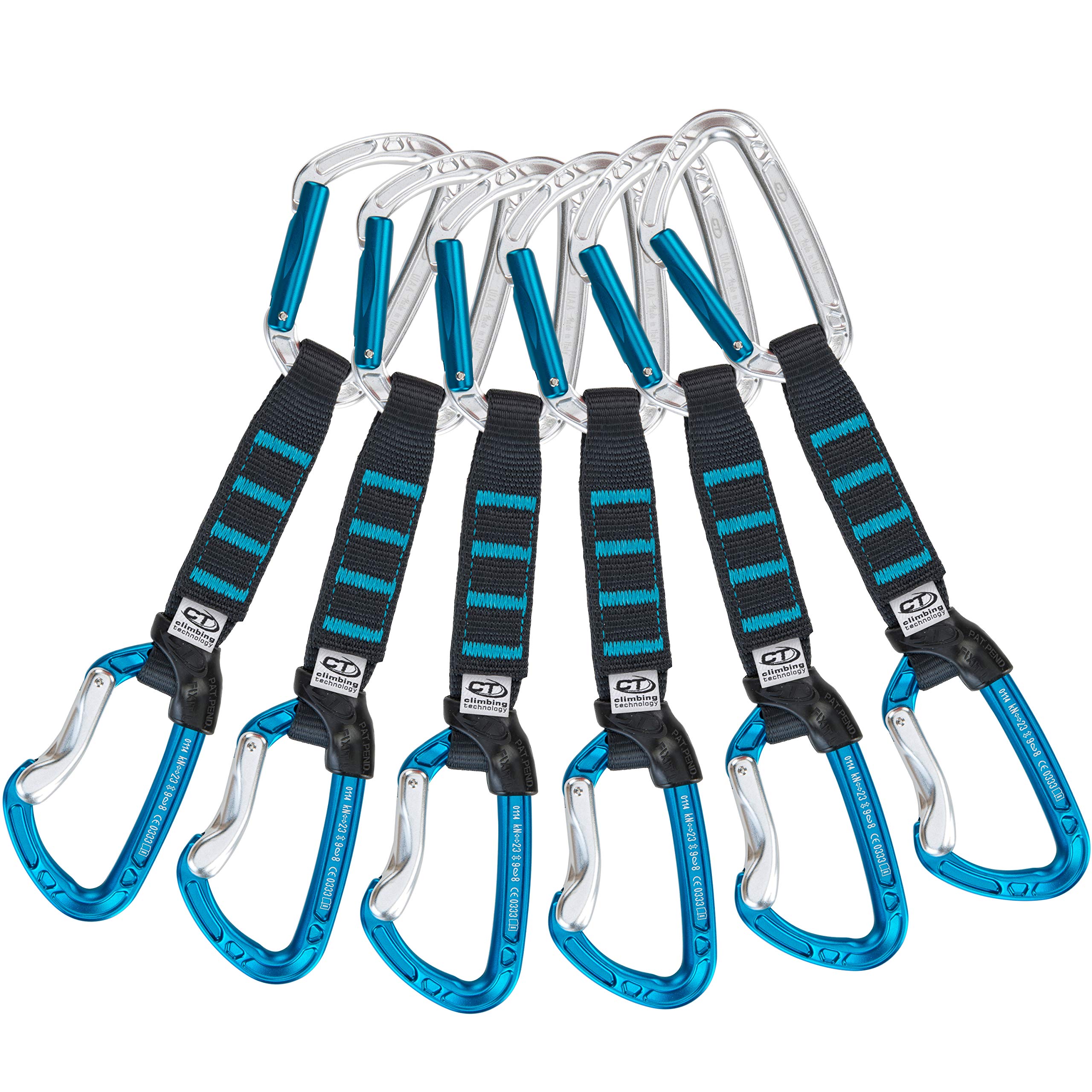 Climbing Technology Aerial PRO Set Argento/Azzurro, Alluminio, Forma a D, Filo di Blocco, Attrezzatura Arrampicata, Moschettone
