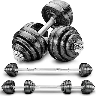 RE:SPORT 2 in 1 Set di manubri 15-30 kg | Set di manubri in ghisa regolabili | Manubri e bilancieri | Ganci a stella e tubo di collegamento
