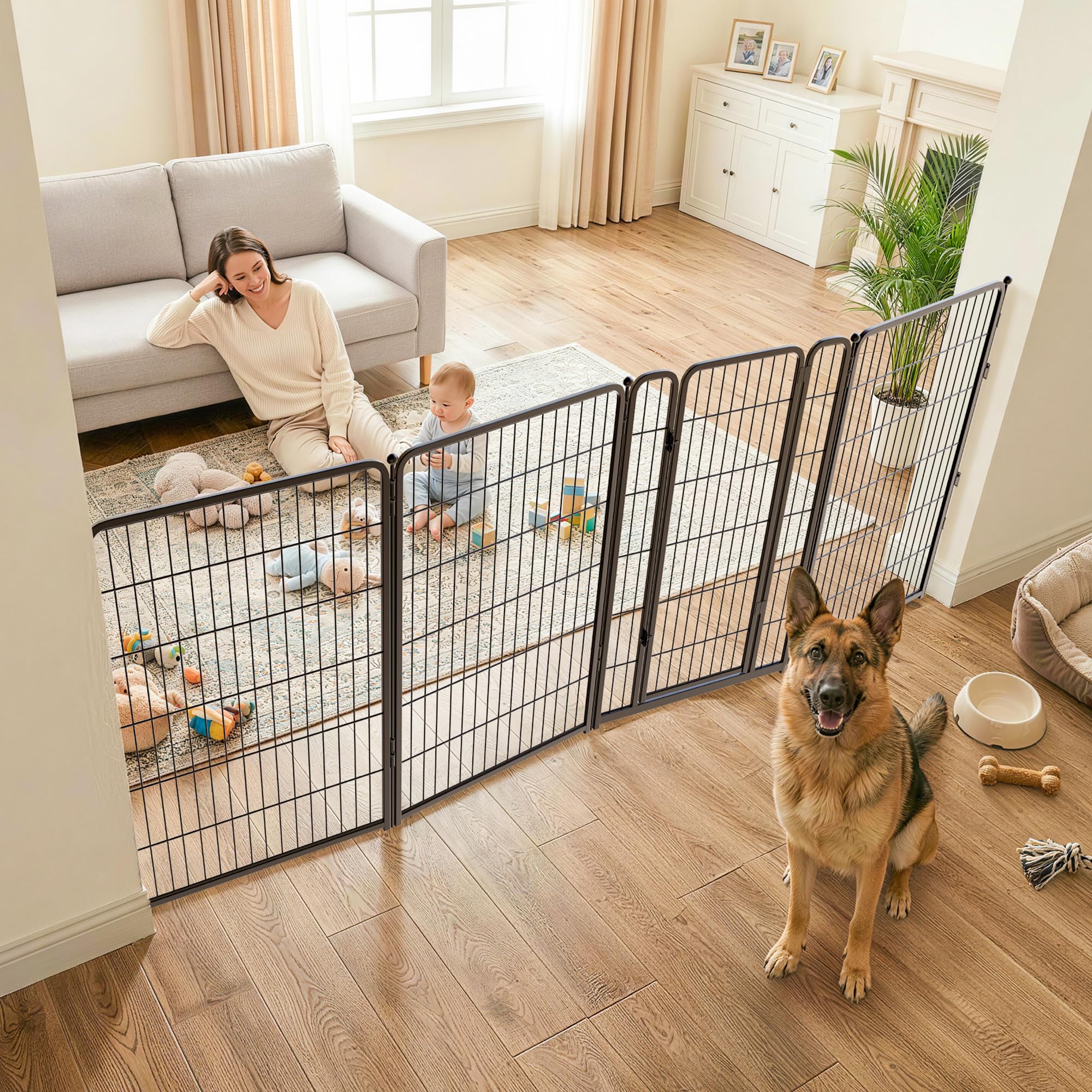 FXW Dog Gate, Extra Wide Adjustable for Openings Up to 111", 45" H