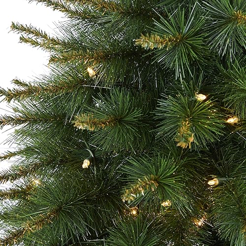 Miniatura 3 de Nearly Natural Árbol de Navidad artificial de pino de Nueva Inglaterra de 3 pies con 50 luces transparentes y 117 ramas flexibles