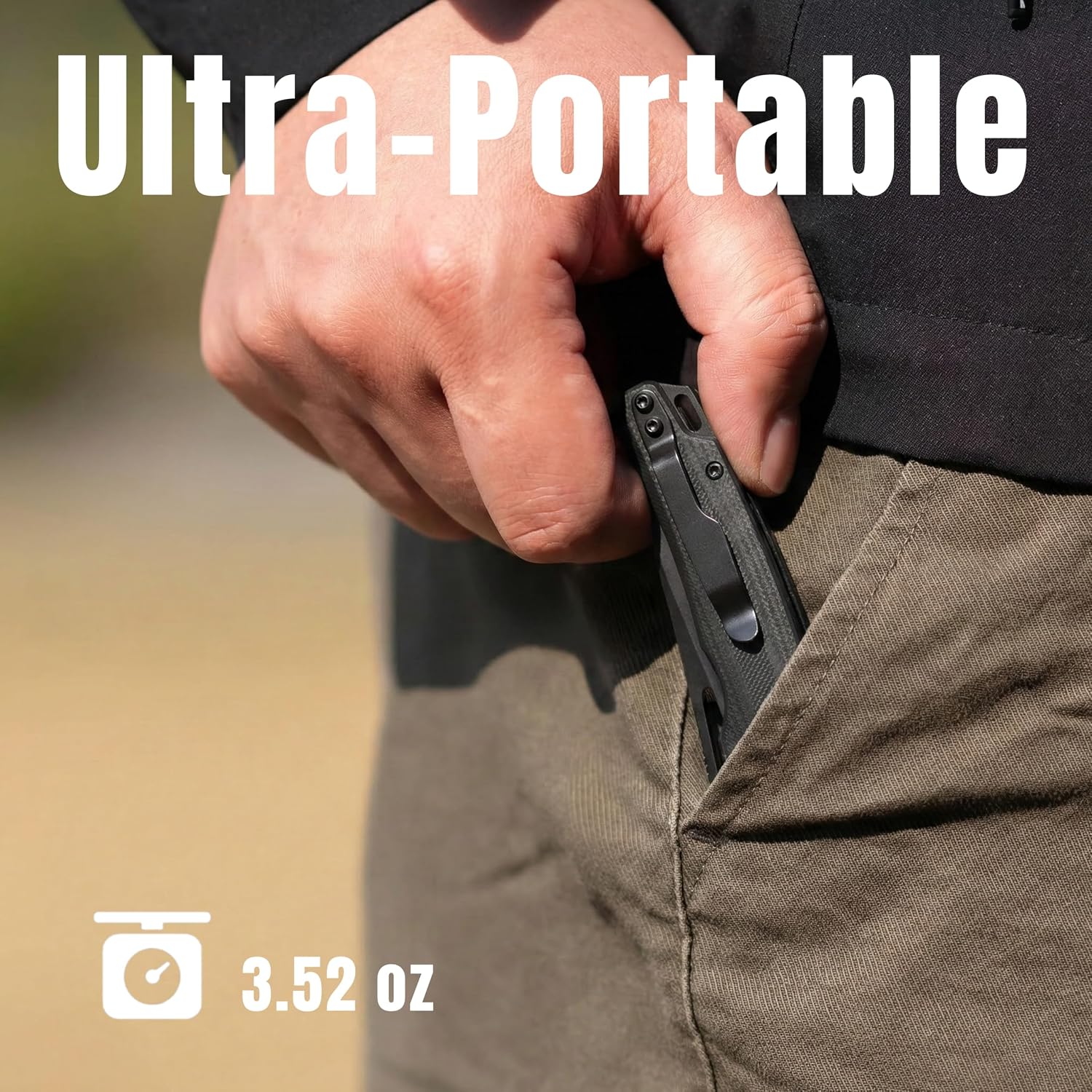 Pocket Knife for Men, 9Cr18MoV Steel Blade with Black Coating, Razor-Sharp Out of Box, Liner Lock Folding Knife, Snappy One-Hand Open, Textured G10 Handle, EDC Knife for Office & Outdoor Use, Includes Presentation Bag (V21026-1)