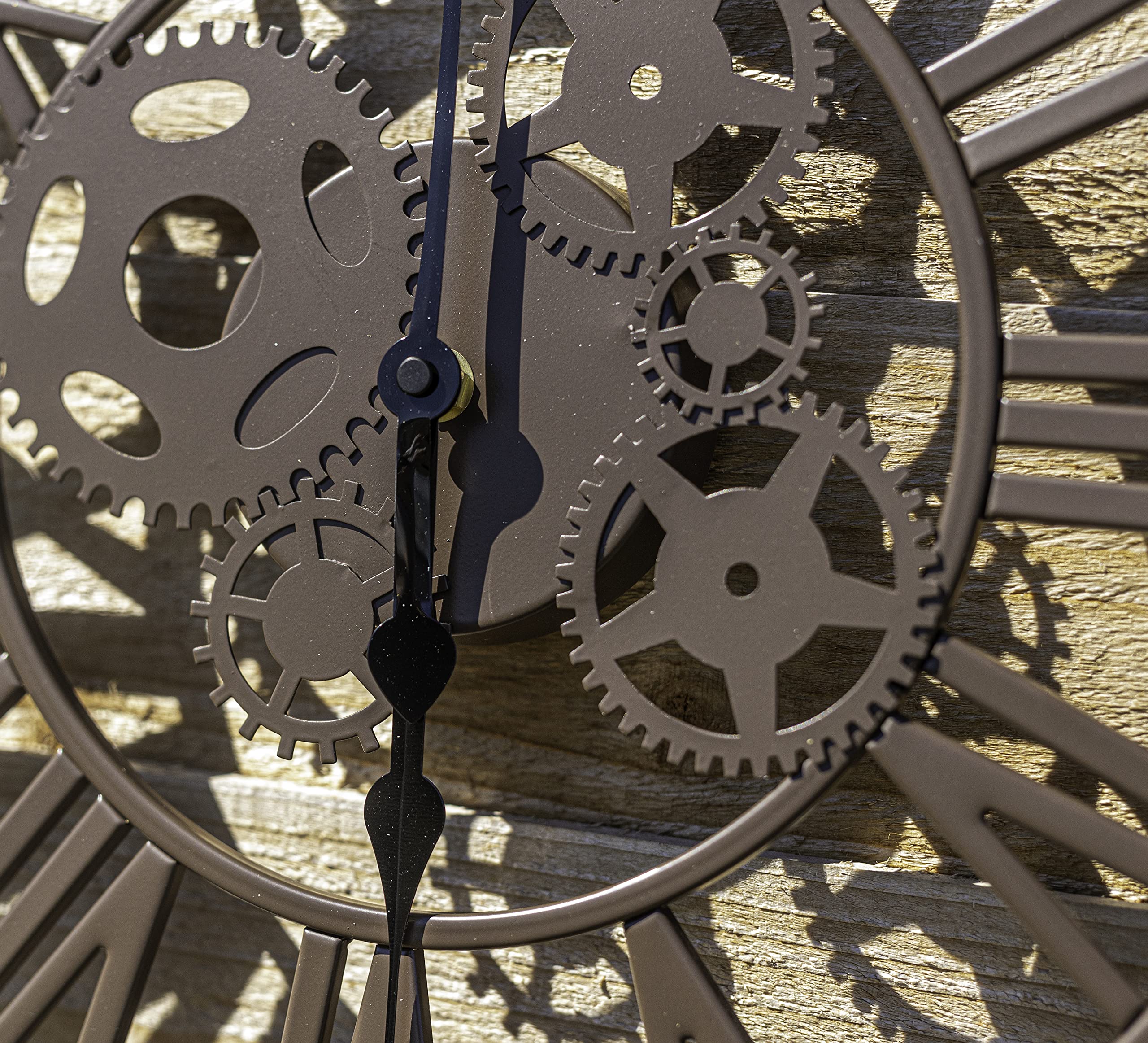 Garden Mile Grande horloge murale 35 cm avec chiffres romains pour intérieur et extérieur Marron