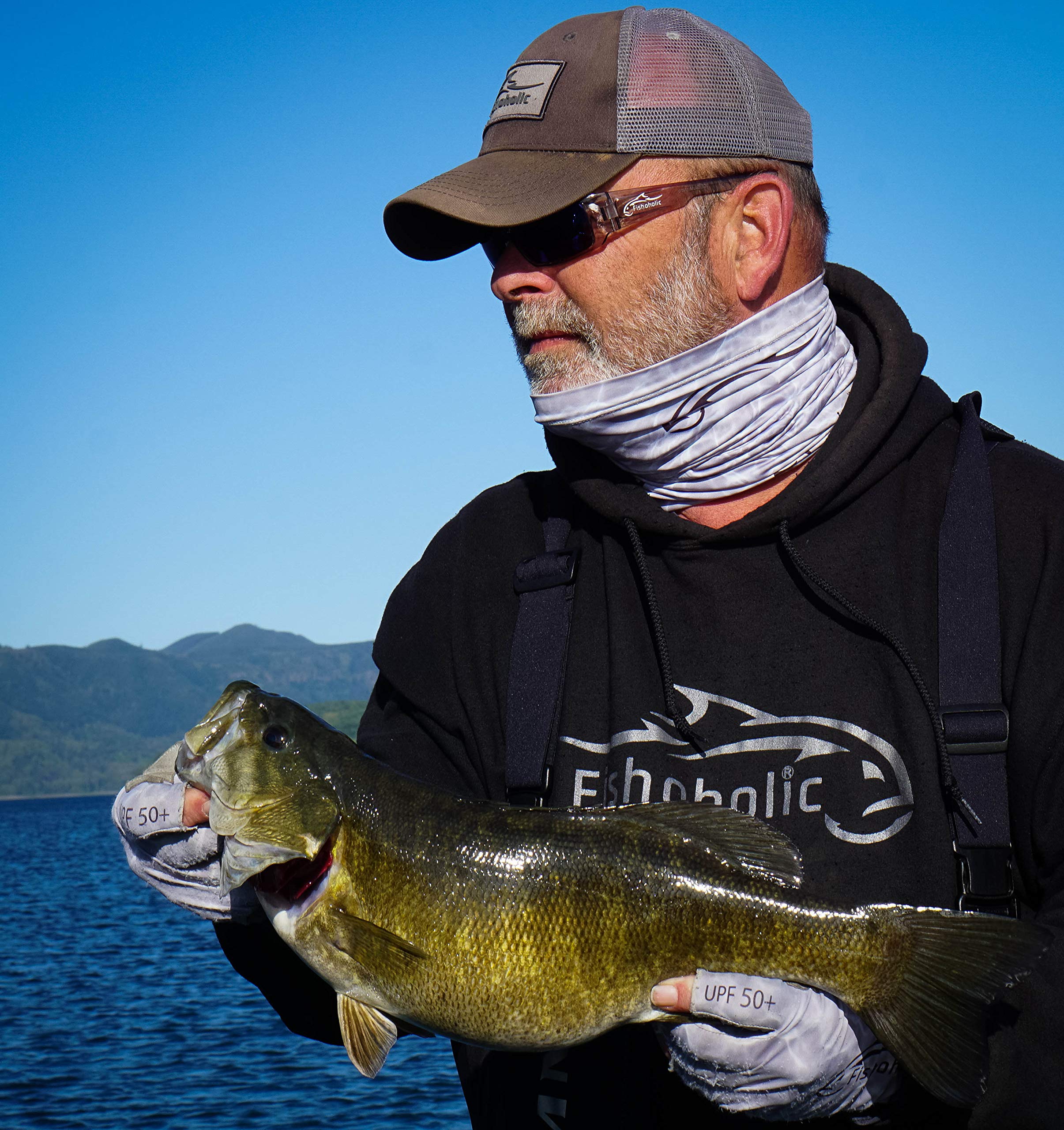 Fishoholic Guantes de pesca sin dedos S/M con Super Grip UPF50+, guantes de pesca, protección solar, guantes de pesca, guantes UV para hombres y mujeres, kayak, senderismo, remo, canoa (camuflaje