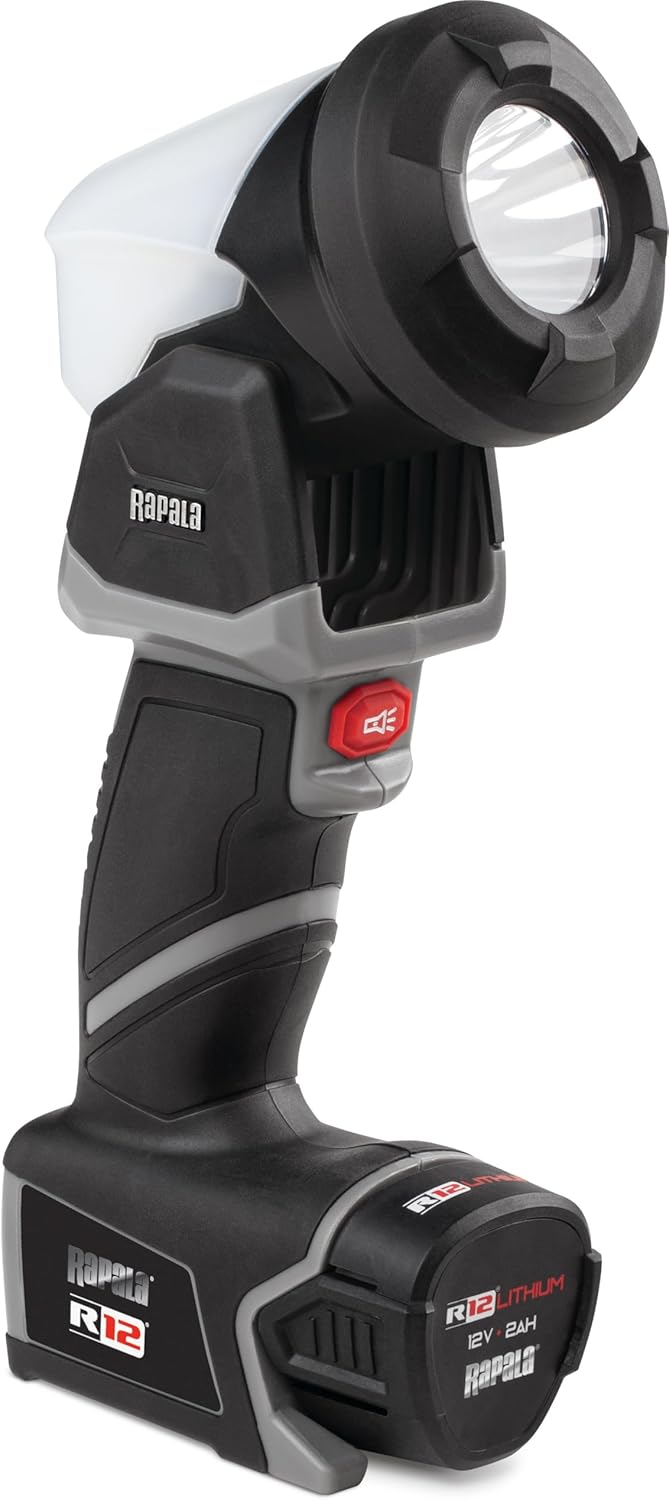 Rapala R12 Lithium Spotlight Lantern, Rechargeable 1000 Lumen Work Light for Camping, Boats, Emergency, and Night Fishing