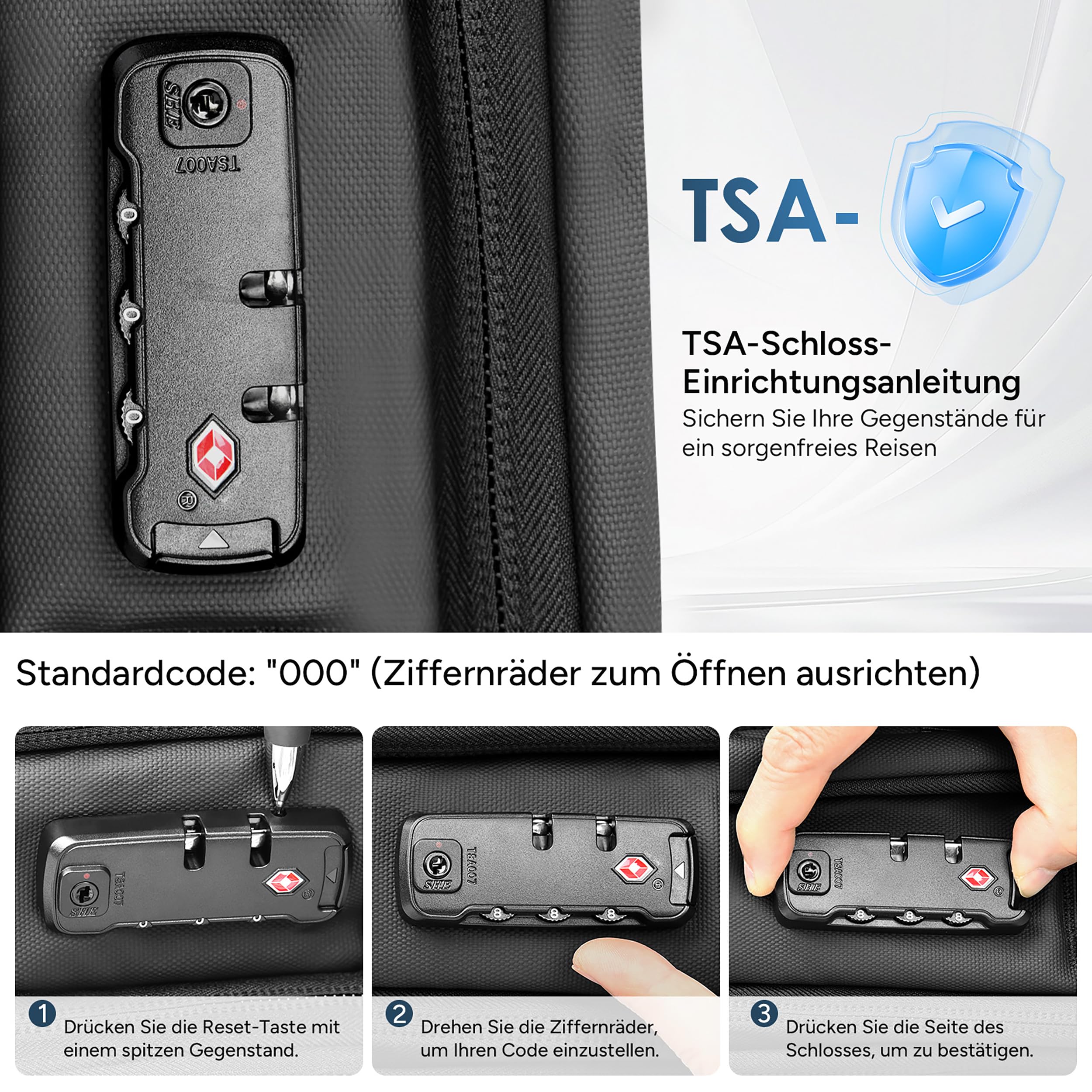 travel inspira Reiserucksack Handgepäck Flugzeug Vakuum Rucksack mit Pumpe | Erweiterbar von 45L auf 65L mit 17.3" Laptopfach TSA-Schloss 50% Platzsparend Vakuumbeutel Abnehmbar LED-Licht und SOS-Signal