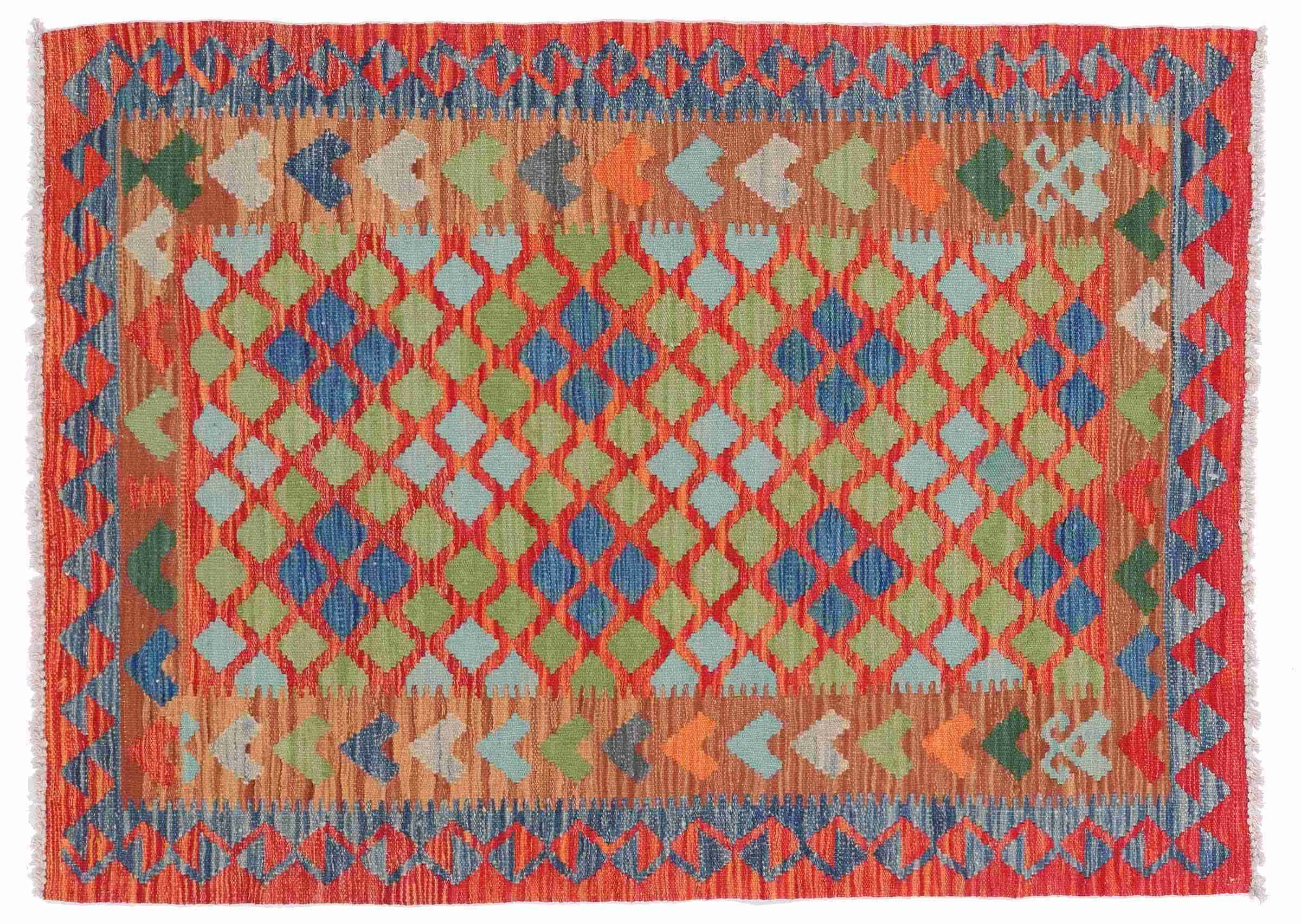 Tapis kilim afghan Maimana tissé à la main en pure laine géométrique 49