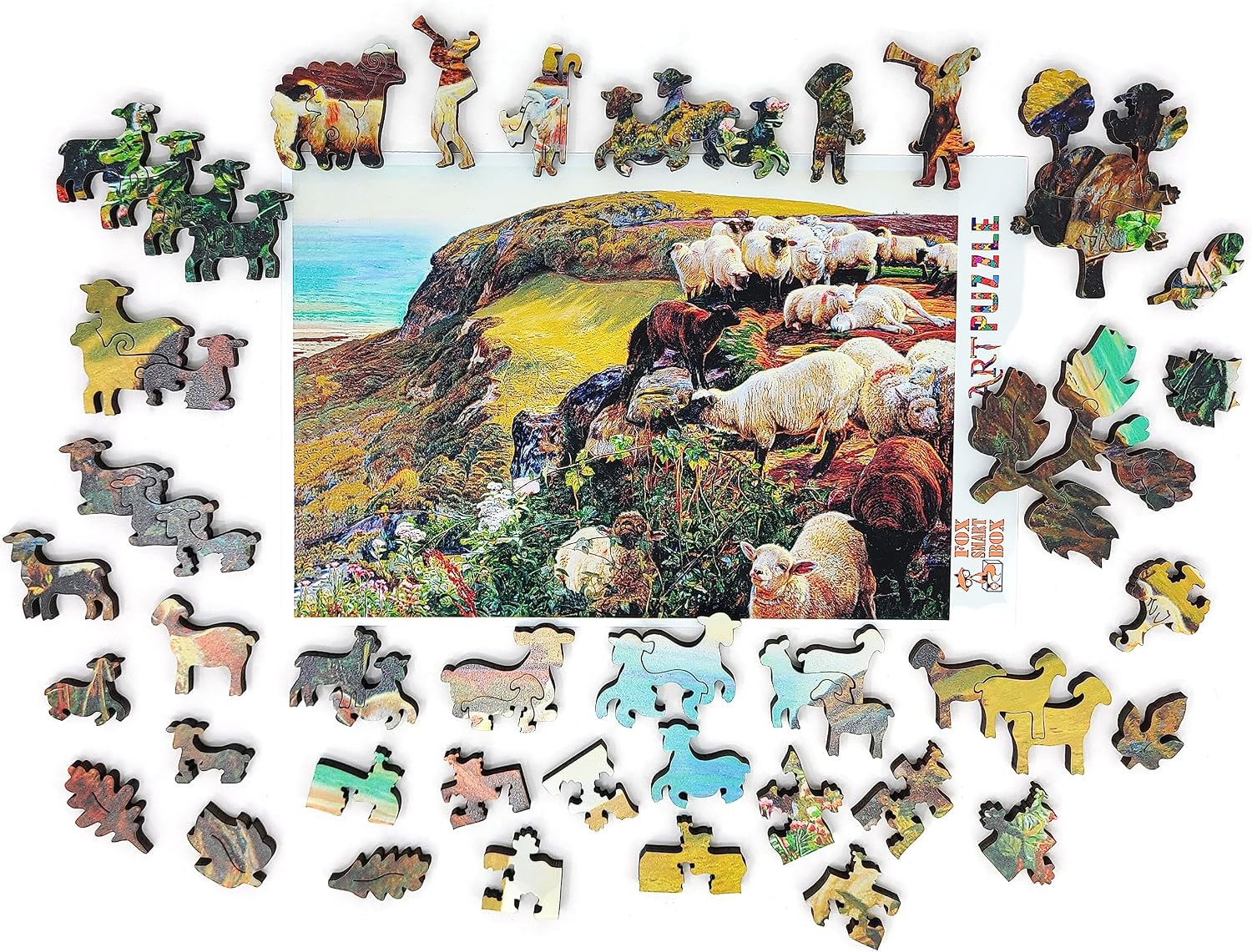 Wooden Puzzle for Adults - Uniquely Shaped Pieces - Made in The USA by FoxSmartBox - 300 Pieces - Our English Coasts