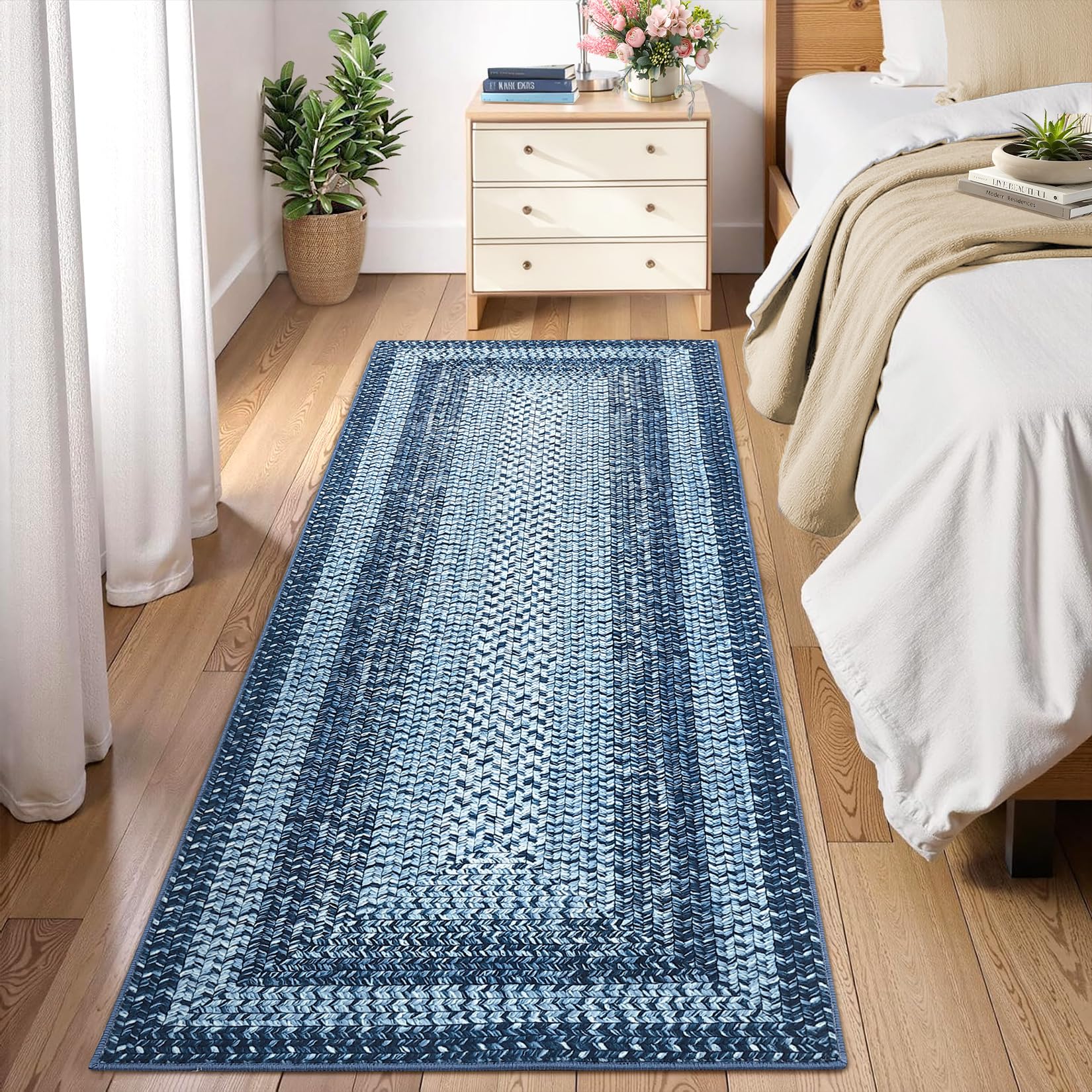 RUGSREAL Runner Rug 2x8 Machine Washable Hallway Runner Rug Entryway Long Runner Carpet Braided Printed Throw Mat Non Slip Kitchen Mat Living Room