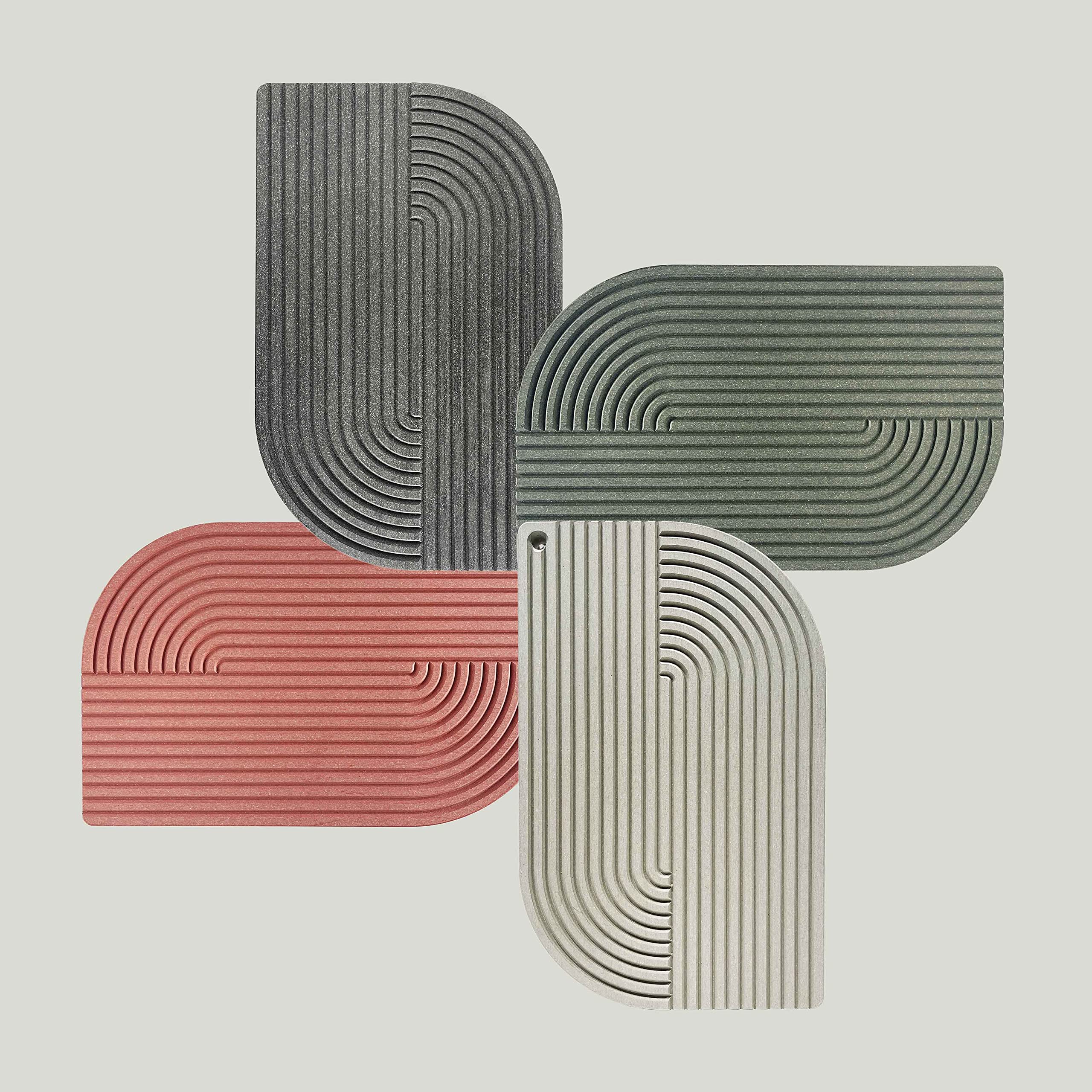WYE Schneidebrett Groß - Lines Seidengrau (Grau) - Design Küchenbrett multifunktional & nachhaltig spülmaschinenfest - auch als Käsebrett Wurstplatte aus Holz-Werkstoff Neolign - ca. 40x30cm