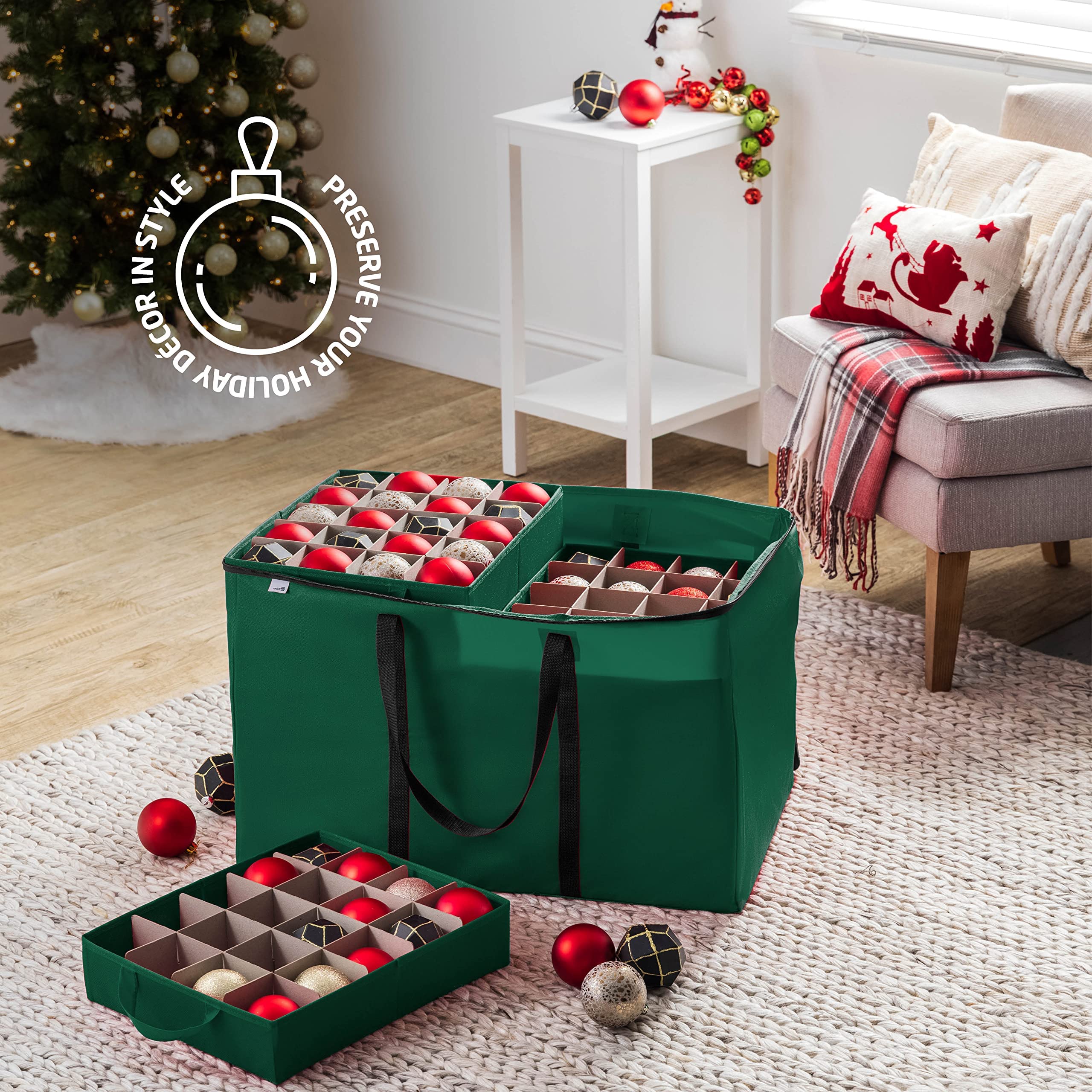 Amazon.com: ZOBER Christmas Ornament Storage Box - Stores 200 3