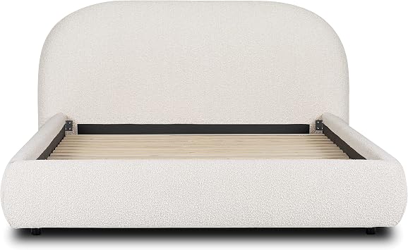 Poly & BARK Genoa Queen Size Bed in Crema White Boucle