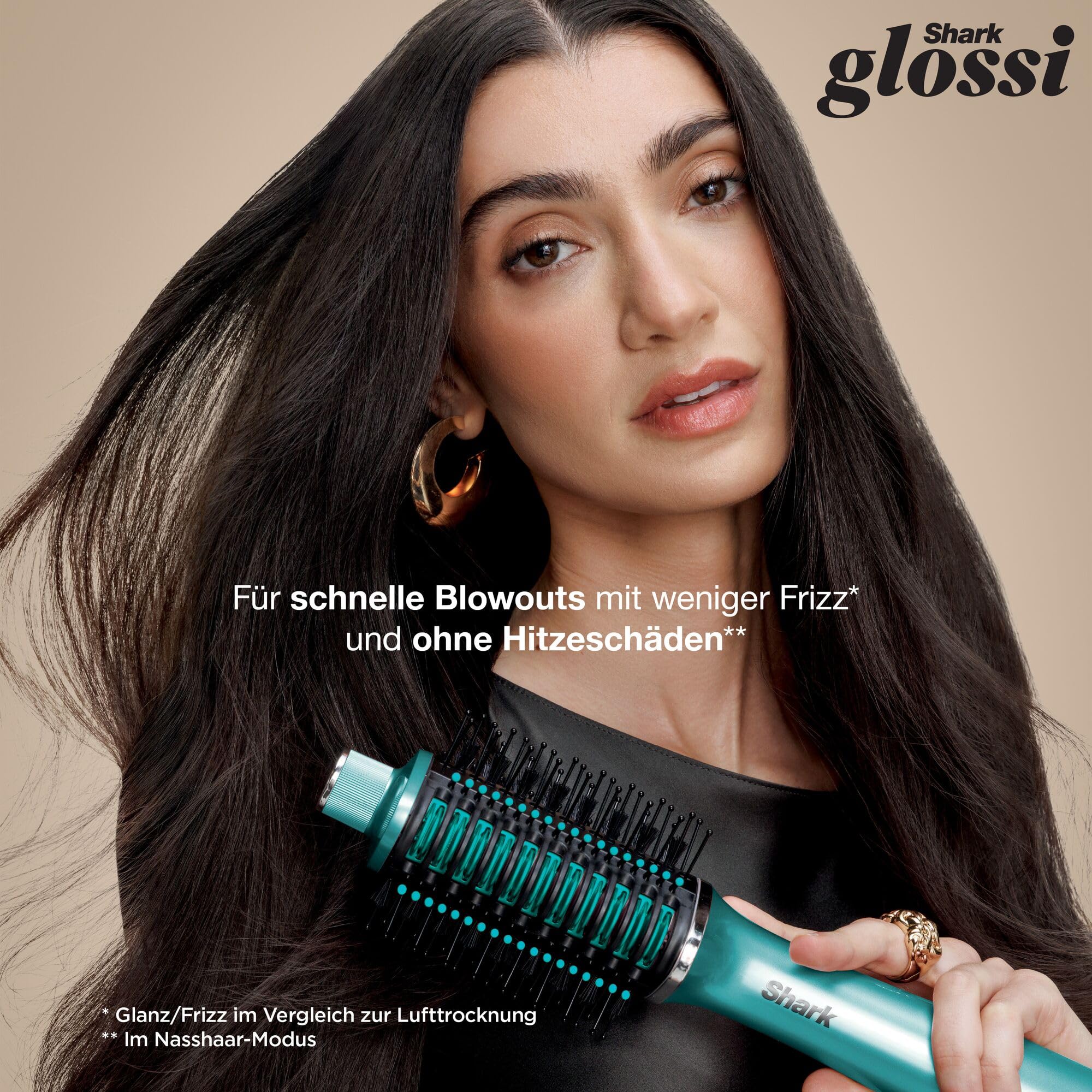 Shark Glossi 2-in-1-Styler mit Heißluft und Glanz-Finish, Türkis HT302EUTL | Salonqualität, Keramikplatten, Volumen, Gloss Lock, alle Haartypen