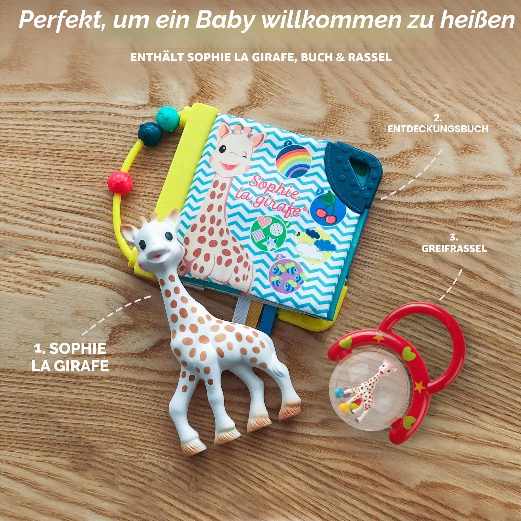 Sophie la Girafe - Geburts-Set Spielzeug + Buch + Rassel