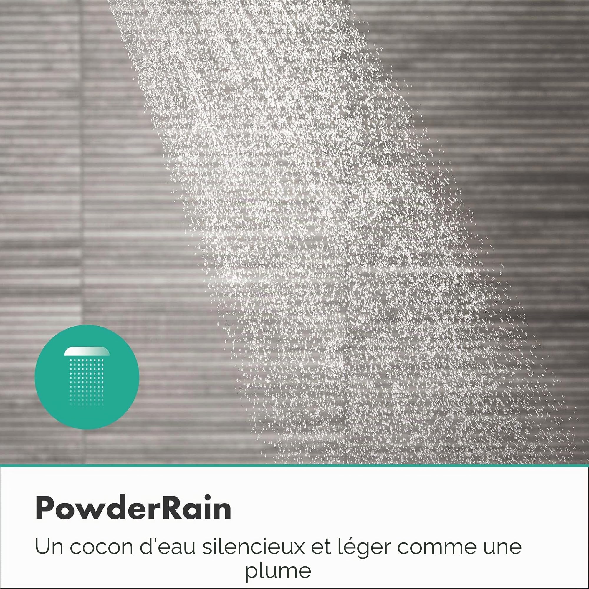hansgrohe Pulsify S - Set de douche avec pommeau de douche (max. 6 l/min, EcoSmart+, PowderRain), tuyau de douche (1,25 m) et support de douche, Chromé, 24307000