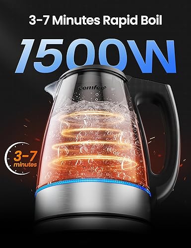 Miniatura 4 de COMFEE' Hervidor de té y hervidor de agua de vidrio de 1.7 litros, control de temperatura de la tetera eléctrica con 6 ajustes preestablecidos, 2