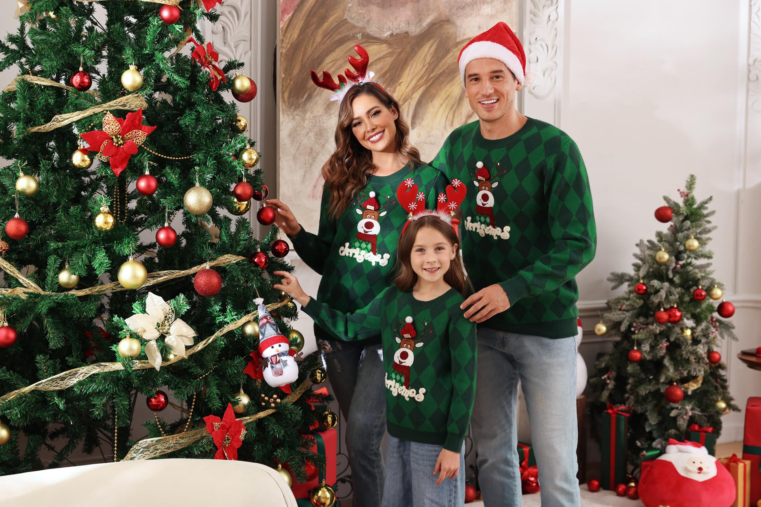 Totatuit Maglione Natalizio da Donna Maglione Lavorato a Maglia Maglione Invernale da Donna con Fiocchi di Neve e Renne