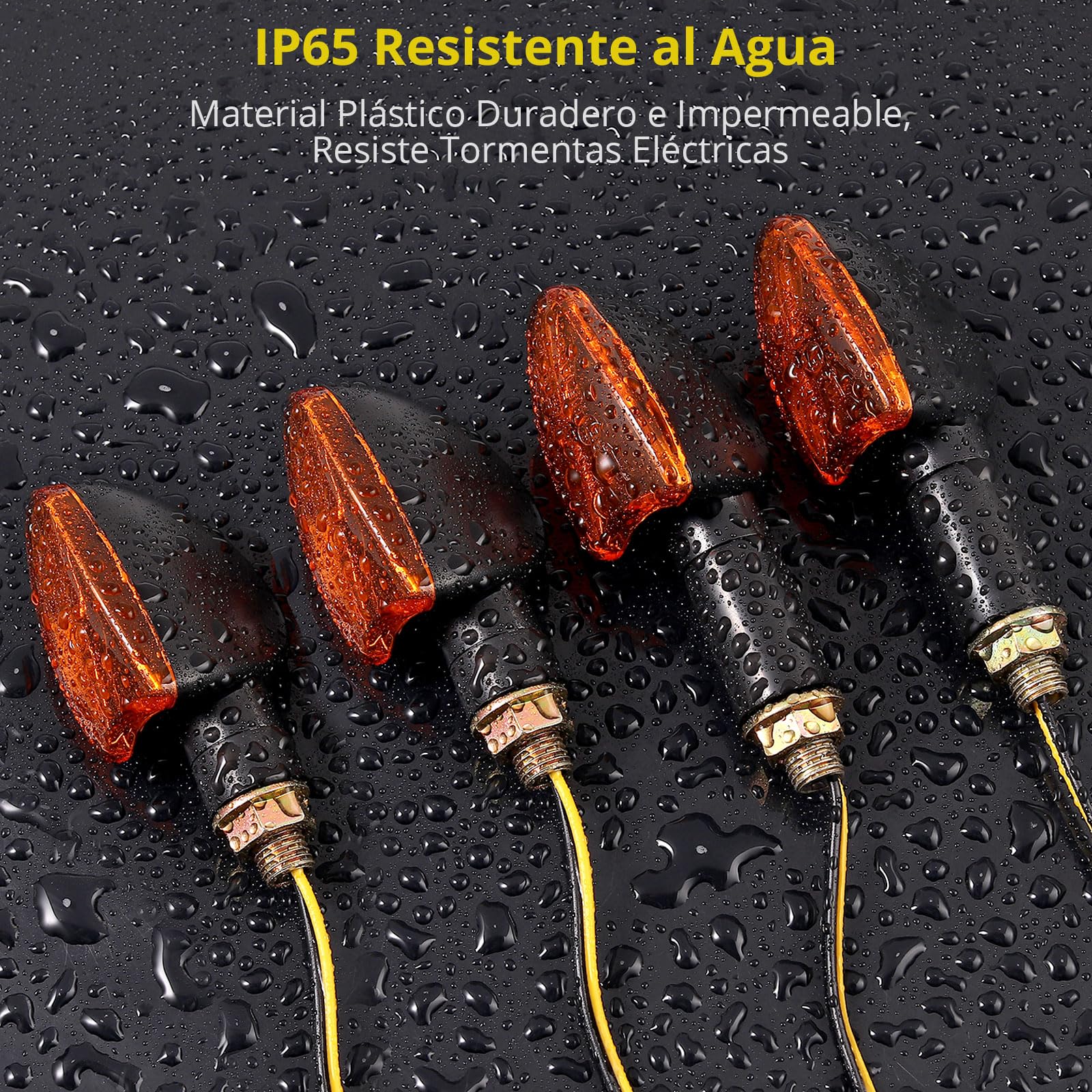 PROZOR 4PCS Intermitentes Moto Universal Homologadas ECE R50 Luces de Señal de Giro Impermeable IP65 Bombilla de Alta Potencia10W Indicador de Señal de Giro Ámbar para M10 Motocicleta Moto 12V