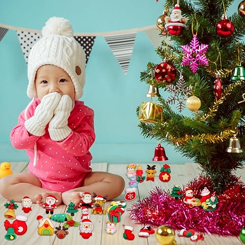 Miniatura 3 de 126 piezas de mini adornos de Navidad de resina de Navidad con parte trasera plana, decoración de resina en miniatura para manualidades, decoración