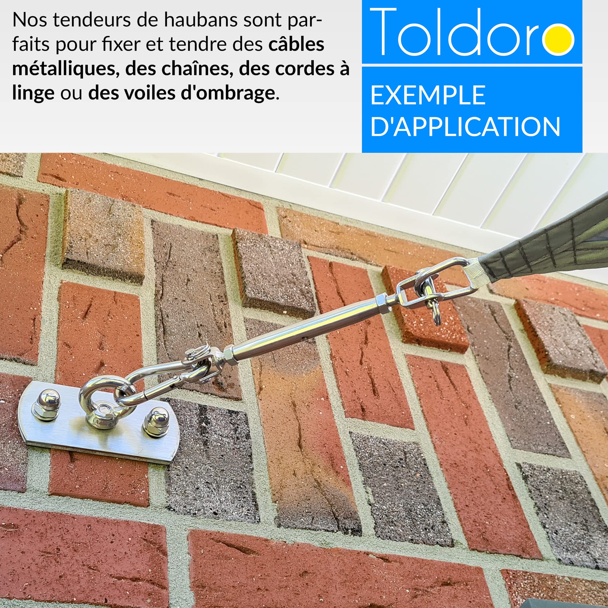Toldoro® 4x M8 tendeur de hauban en acier inoxydable V4A / tendeur de voile solaire, tendeur de câble, tendeur de fil, fourche/forme fermée