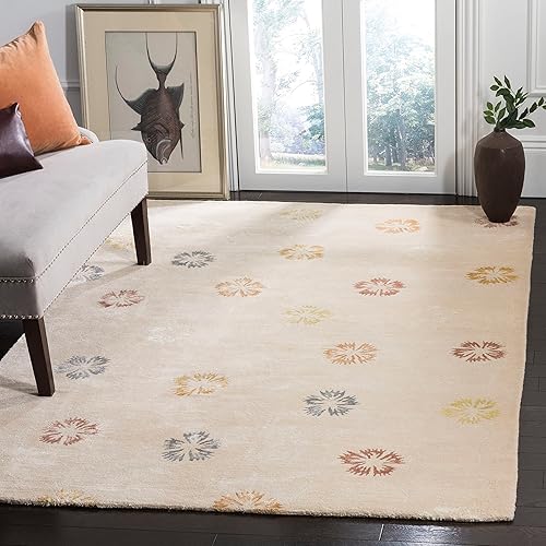 MARTHA STEWART Collection by SAFAVIEH MSR3267A - Alfombra hecha a mano de lana y viscosa de 7 pies 9 pulgadas x 9 pies 9 pulgadas, color rubor, beige