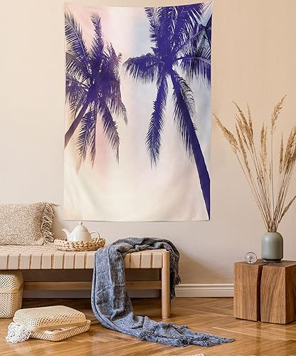 Miniatura 40 de Lunarable Tapiz de flores tamaño individual, racimo de flores abstractas con fondo de polinización de neón, formas de crecimiento de la naturaleza