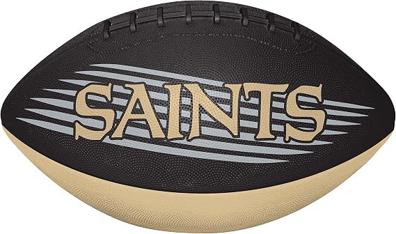 Rawlings NFL Downfield Youth Size Football with 5X HD Grip, New Orleans Saints