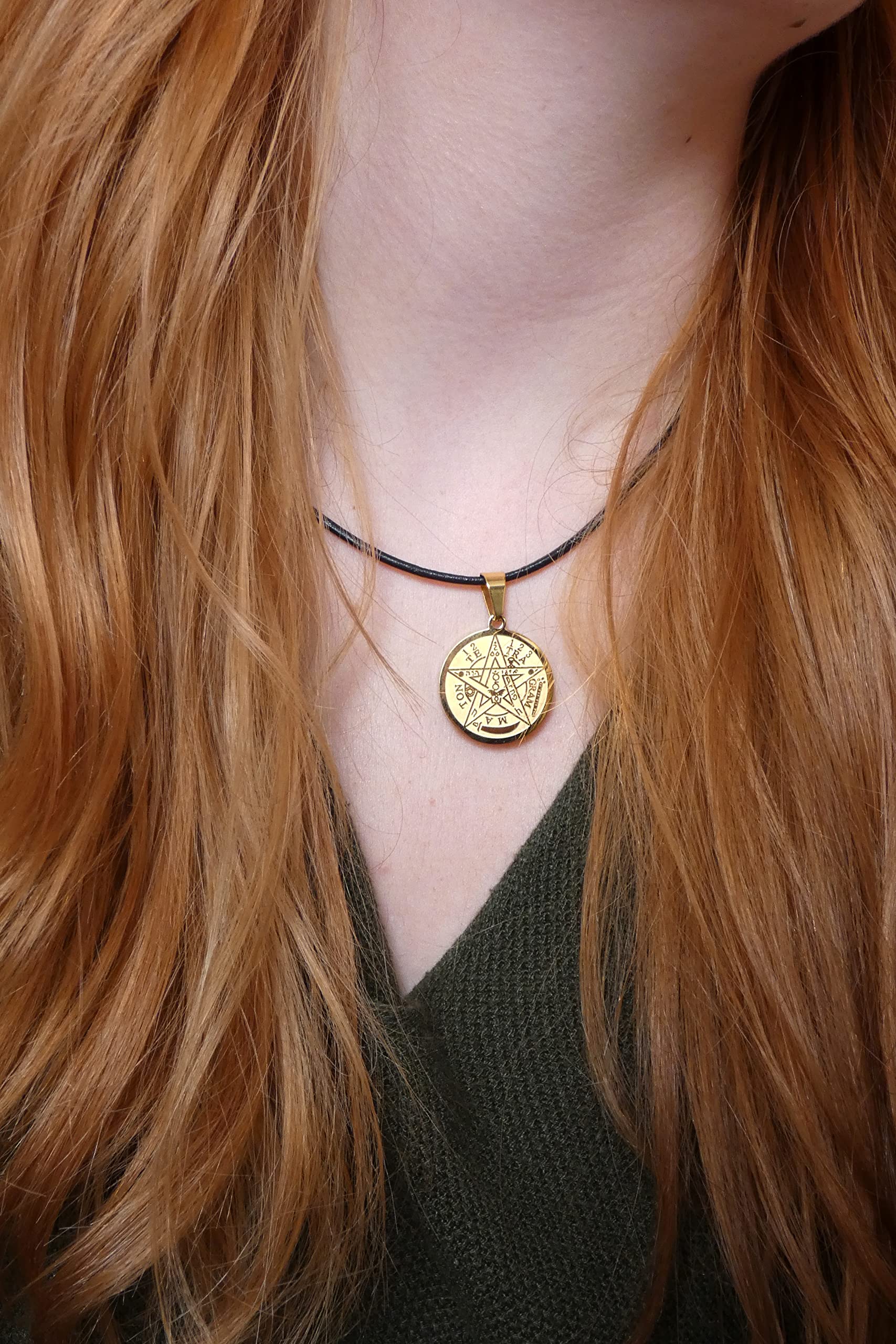 Simboliks Tetragrammaton colgante de acero, Amuleto de protección mal de ojo y mala energía, Talismán de protección personal, Pentáculo, Tetragrammaton contra el mal de ojo hechizos Amuleto