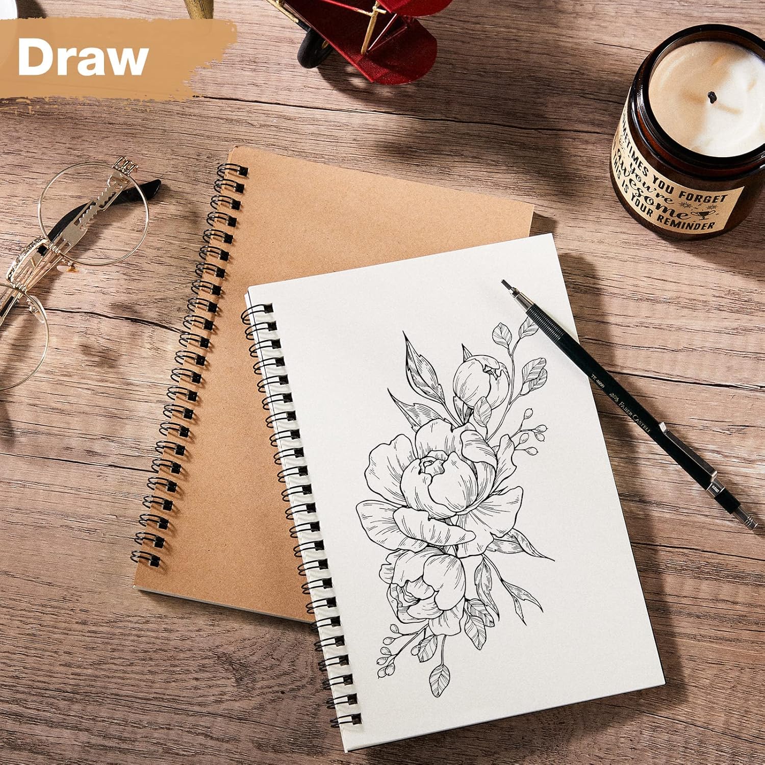 Epakh 36 Pack Blank Spiral Notebook Unlined Notebook Bulk A5 Soft Cover Students Sketchpads Memo Notepad for Drawing Art Back to School Gifts 100 Pages/ 50 Sheets, 8.3 x 5.5 Inches(Brown)