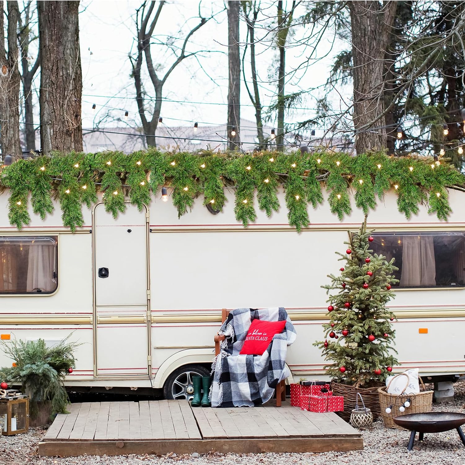 Jutom 1 Piece Christmas Cascading Garland with Lights