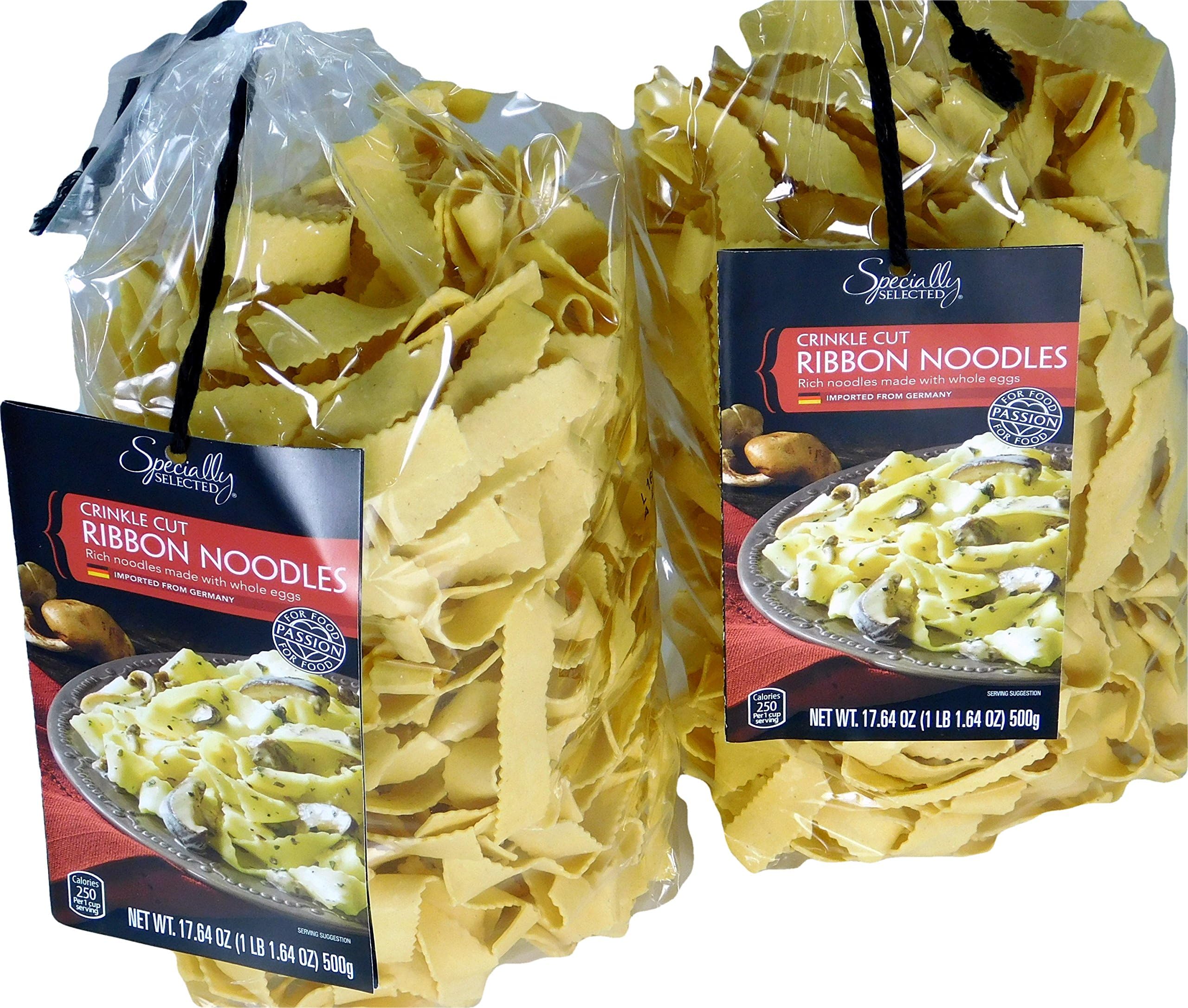 Specially Selected Imported Crinkle Cut Ribbon Egg Noodles (2 Packs of 17.64 oz / 500 g each)