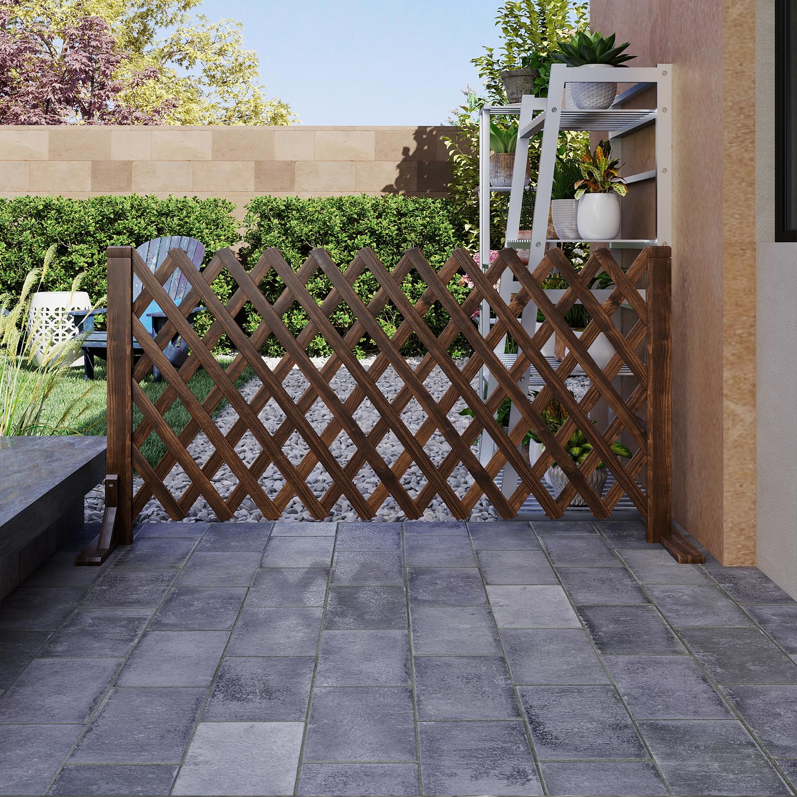 Nisorpa Recinzione a traliccio espandibile, in legno massiccio autoportante, recinzione mobile pieghevole da giardino, pannello di sicurezza per animali domestici, per prato da patio, 160 x 70 cm