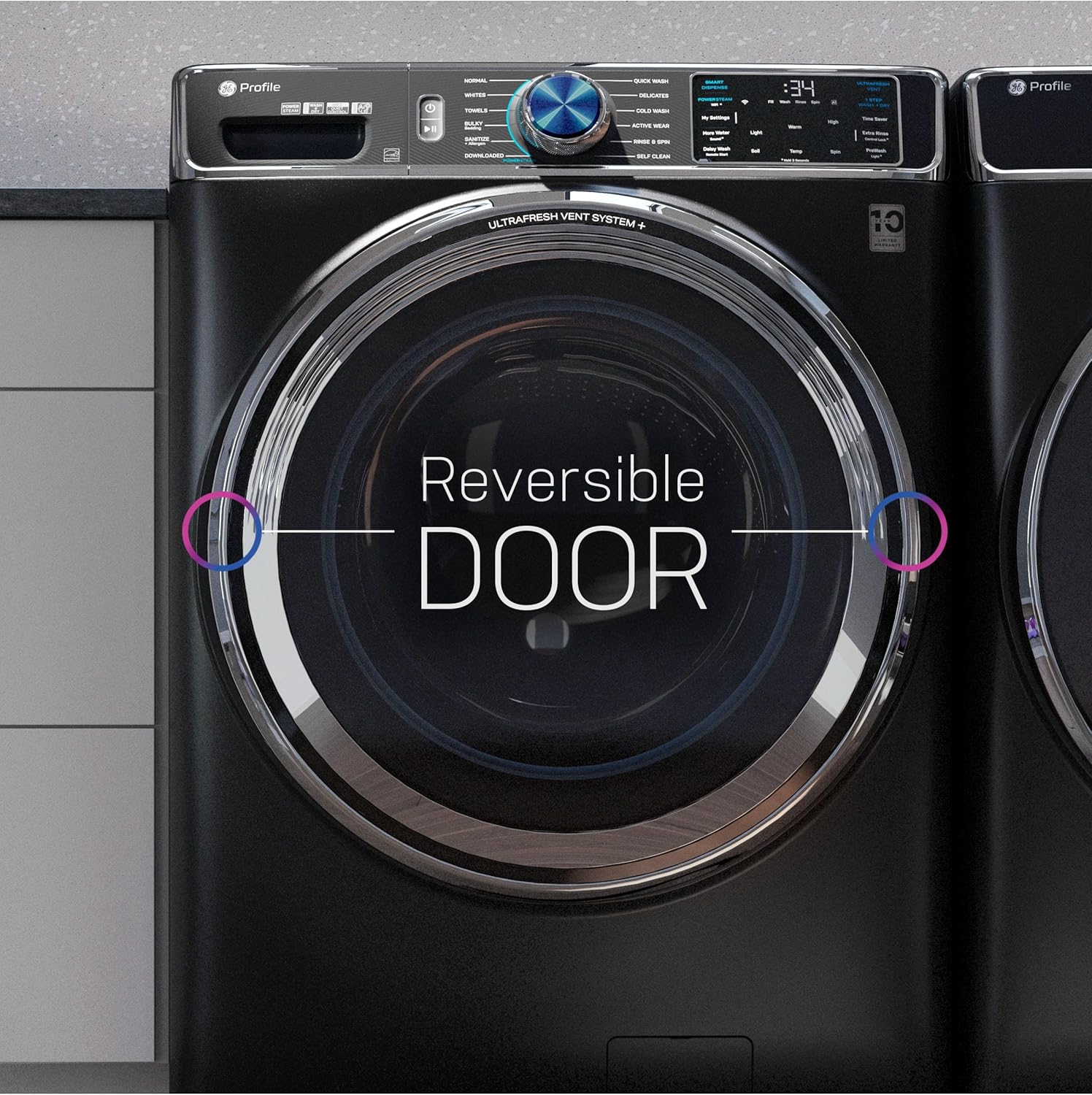 GE Profile 7.8 cu. ft. Smart Front-Load Electric Dryer with Steam & Sanitize, Wi‑Fi Connected, Sensor Dry, Stackable – Sapphire Blue PFD87ESPVRS