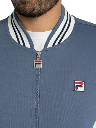 FILA Men's Settanta Baseball Track Jacket, Indigo/Gardenia/Navy